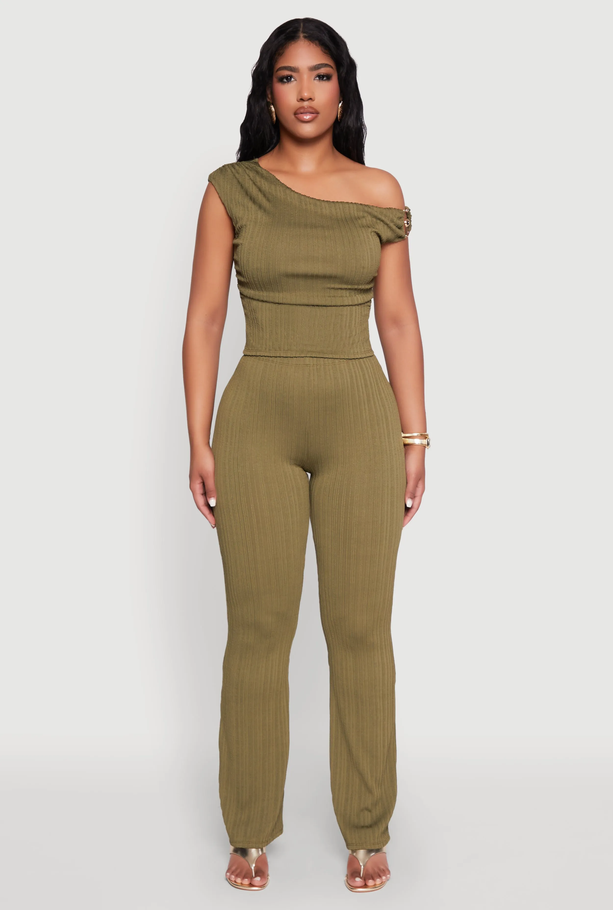 High Waisted Textured Knit Boot Cut Pants sold by Rainbow product image thumbnail 2