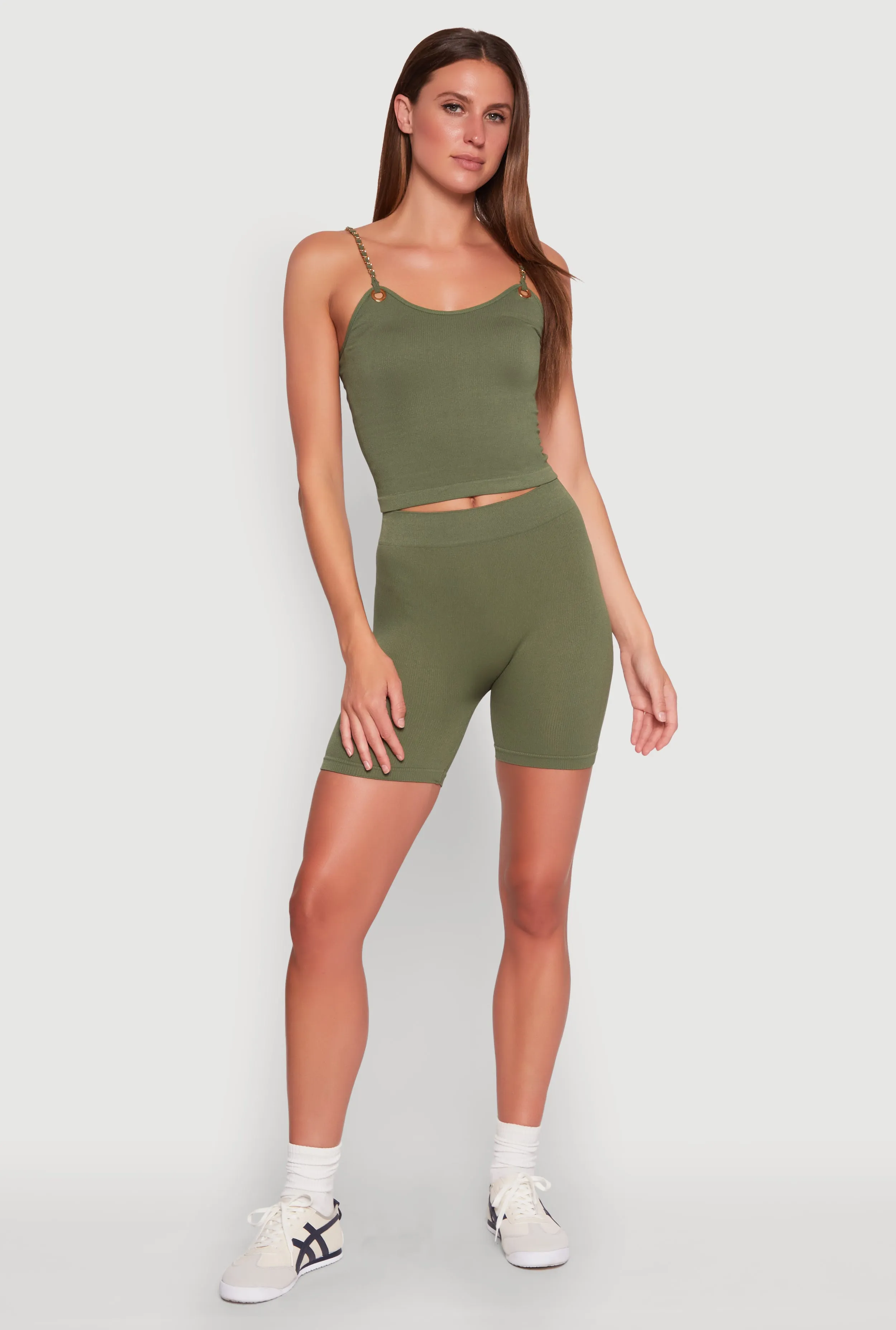 Metallic Chain Strap Seamless Cami and Shorts sold by Rainbow