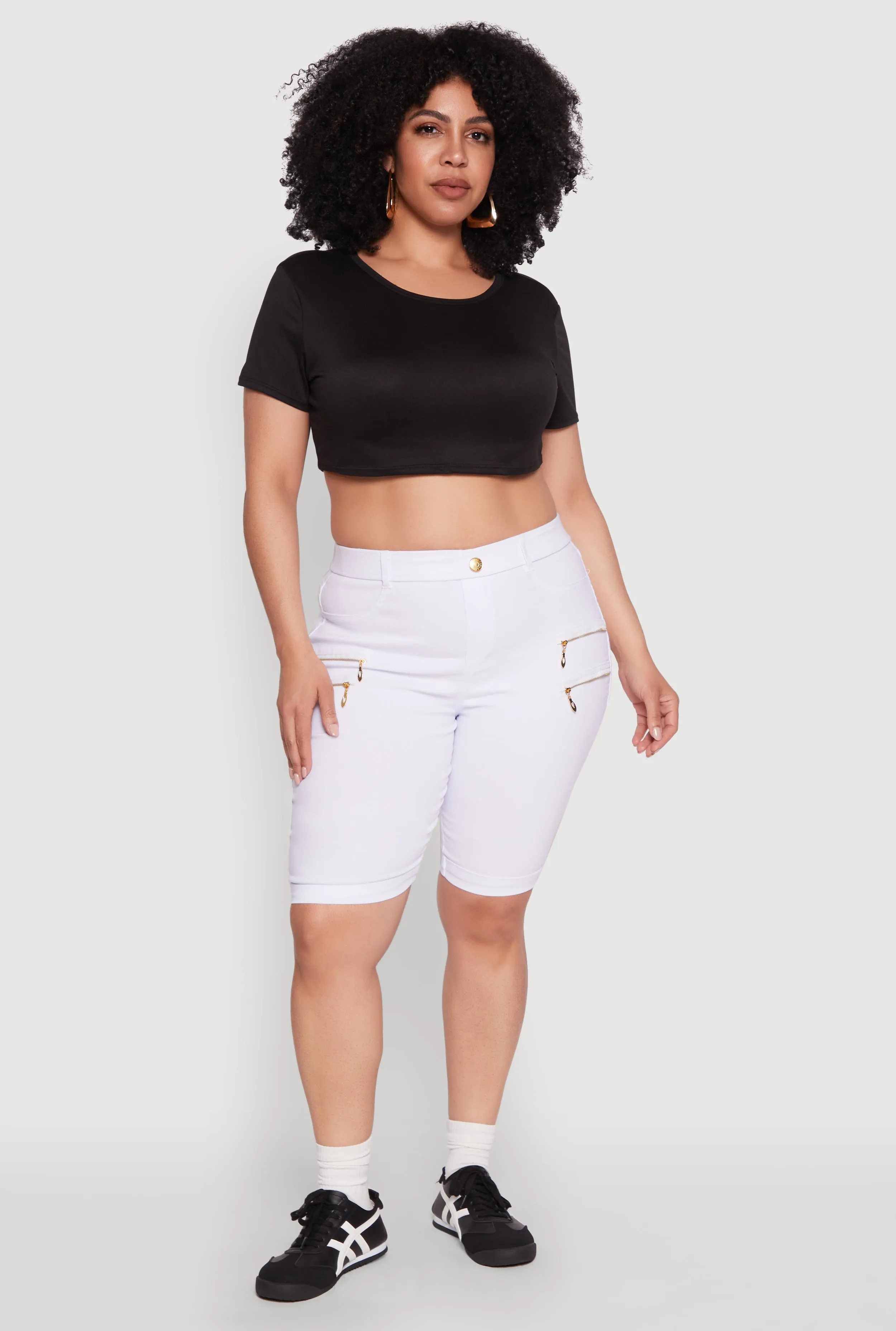 Plus Size Zipper Detail Bermuda Shorts sold by Rainbow