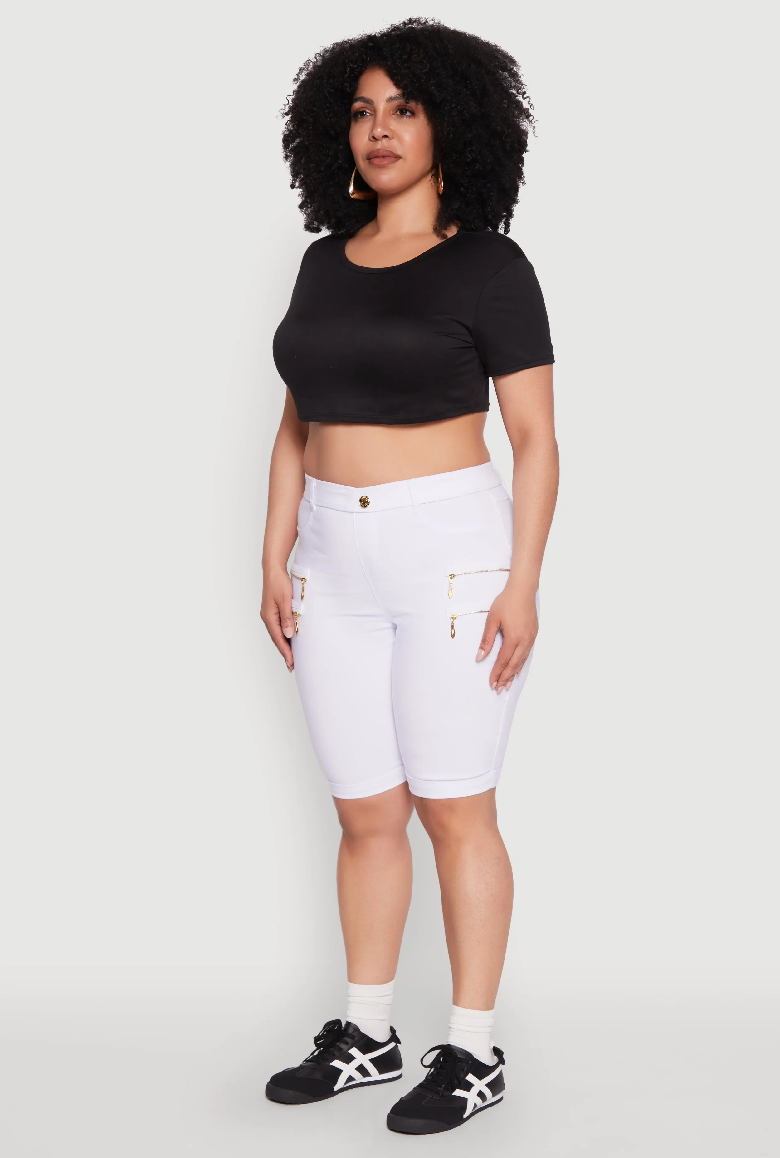 Plus Size Zipper Detail Bermuda Shorts sold by Rainbow product image thumbnail 3