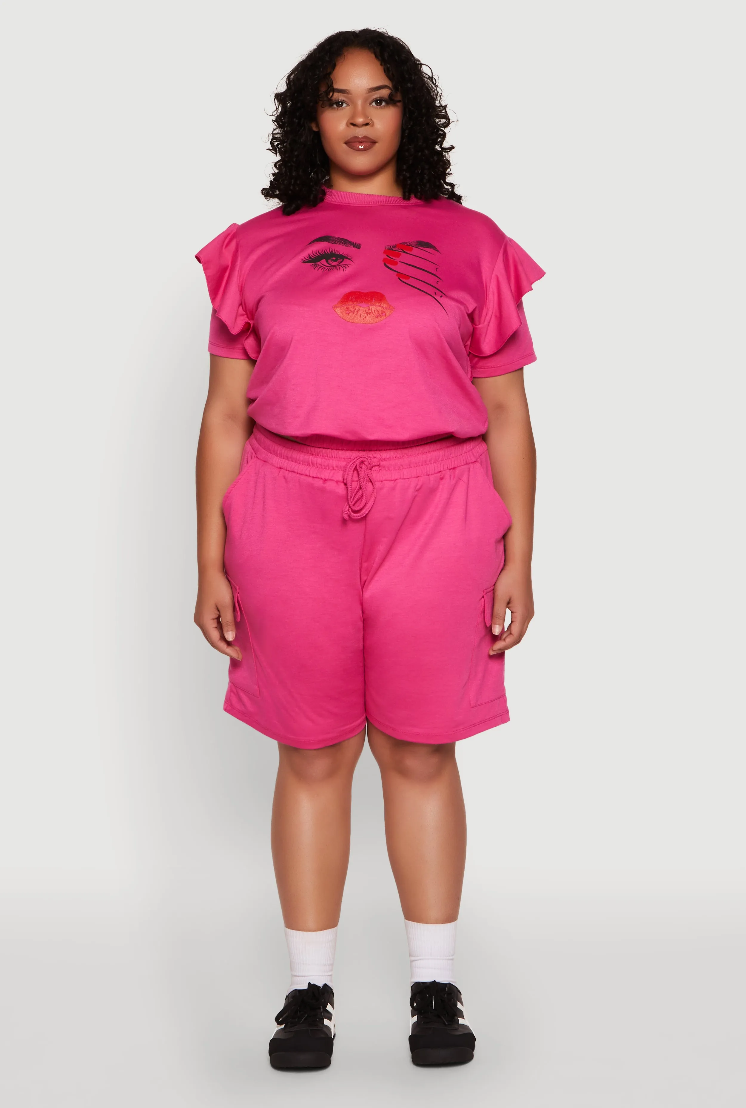 Plus Size Drawstring Cargo Sweatshorts sold by Rainbow product image thumbnail 2