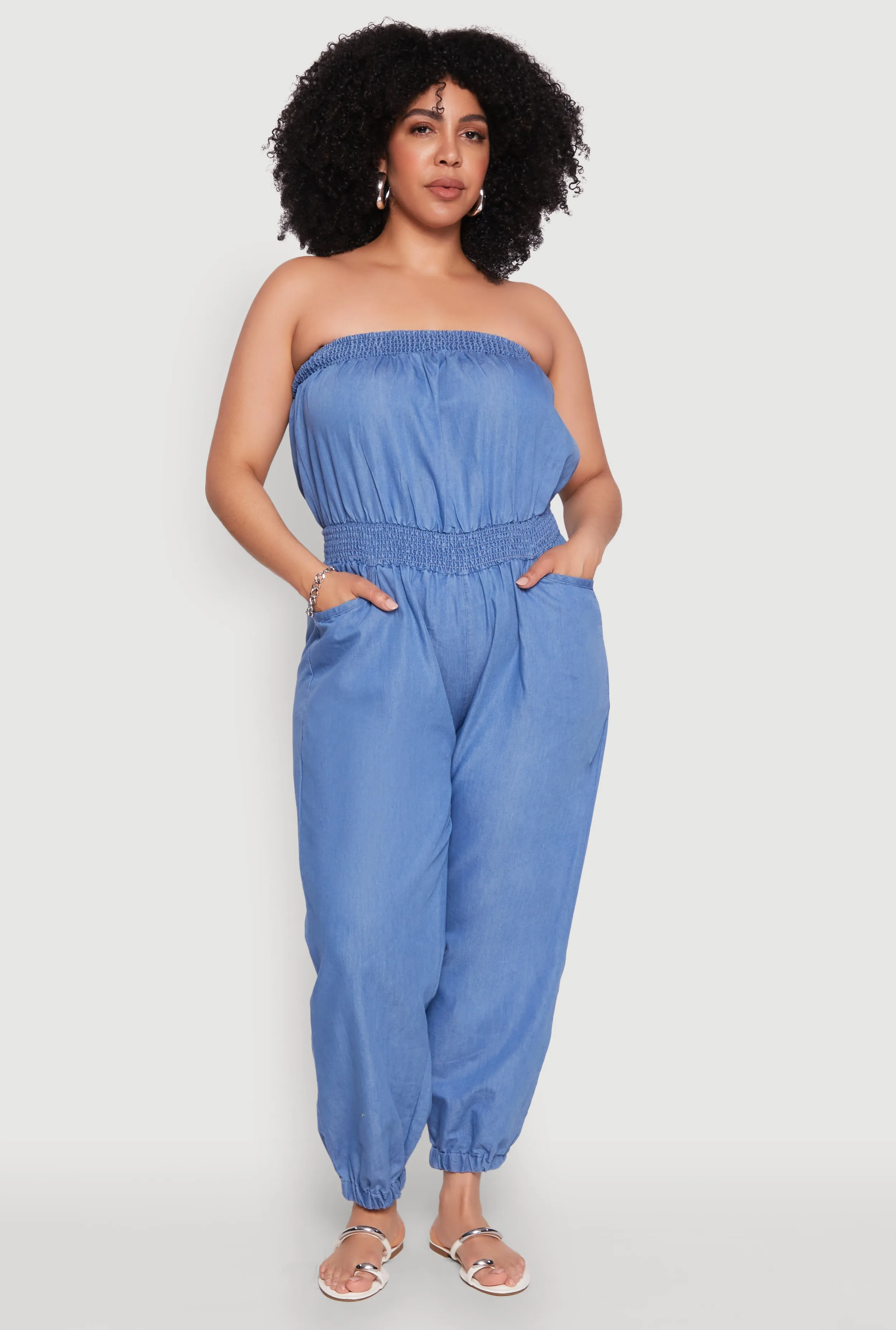 Plus Size Smock Waist Jumpsuit sold by Rainbow