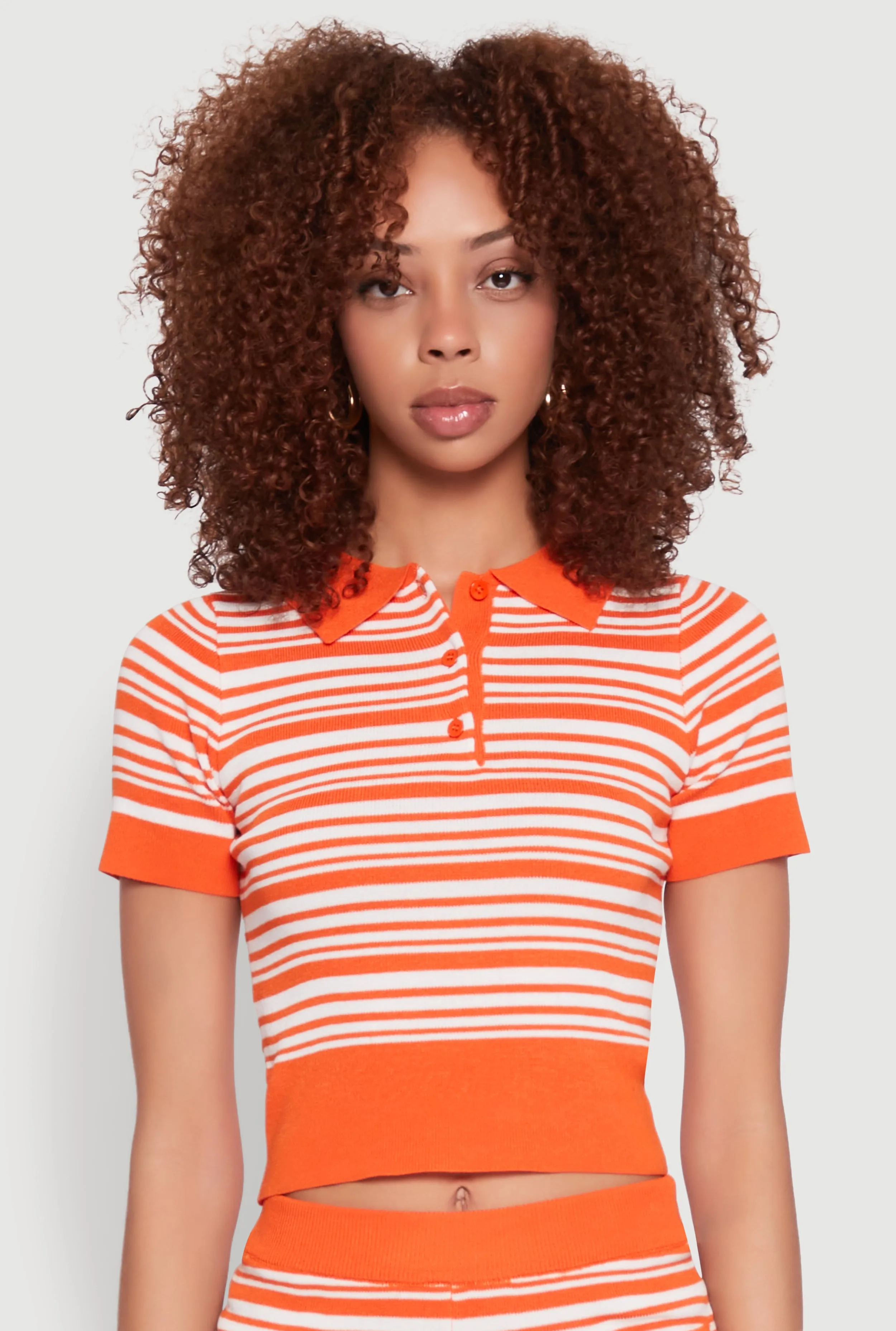 Daisy Striped Polo Crop Top sold by Rainbow