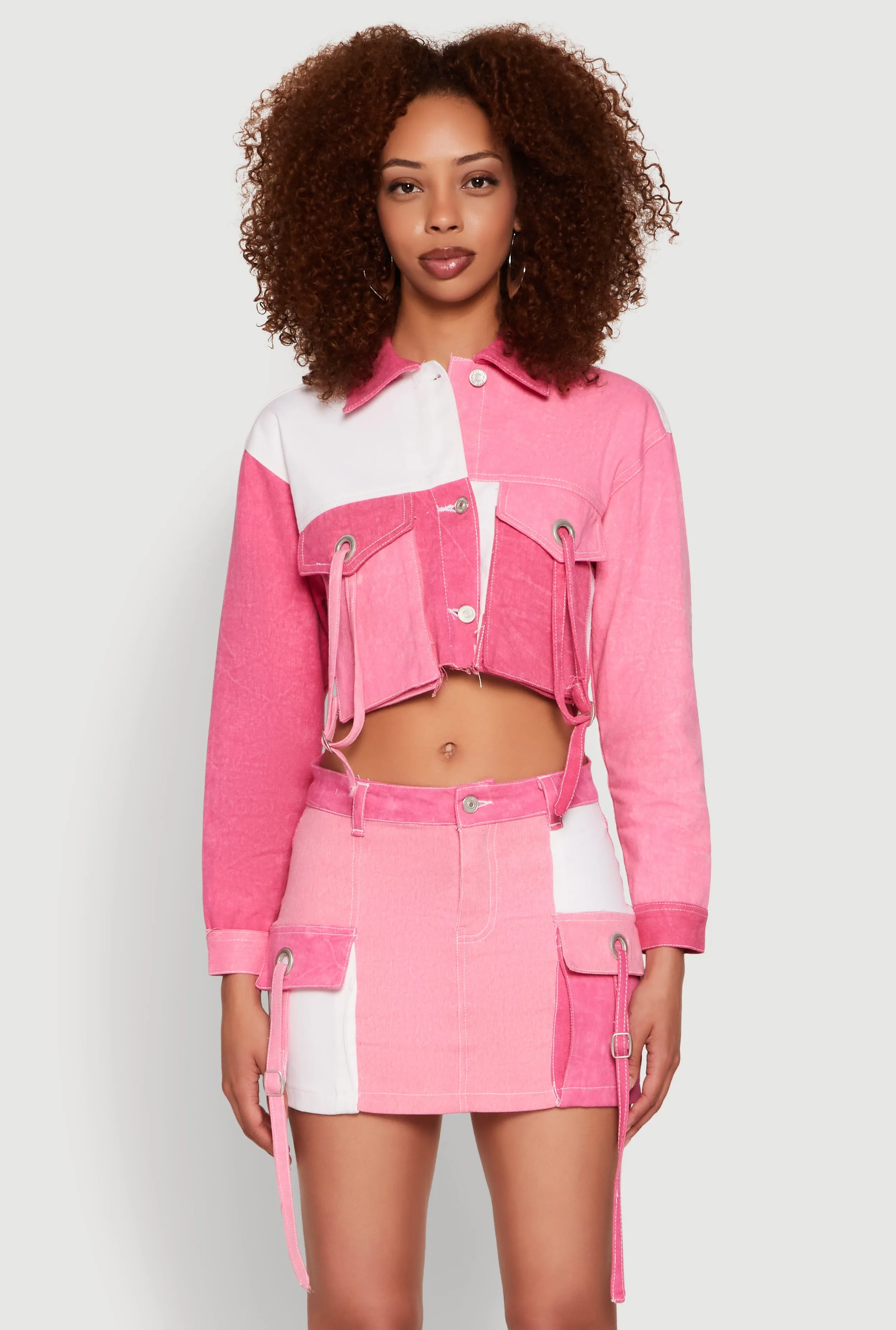 Color Blocked Denim Jacket sold by Rainbow