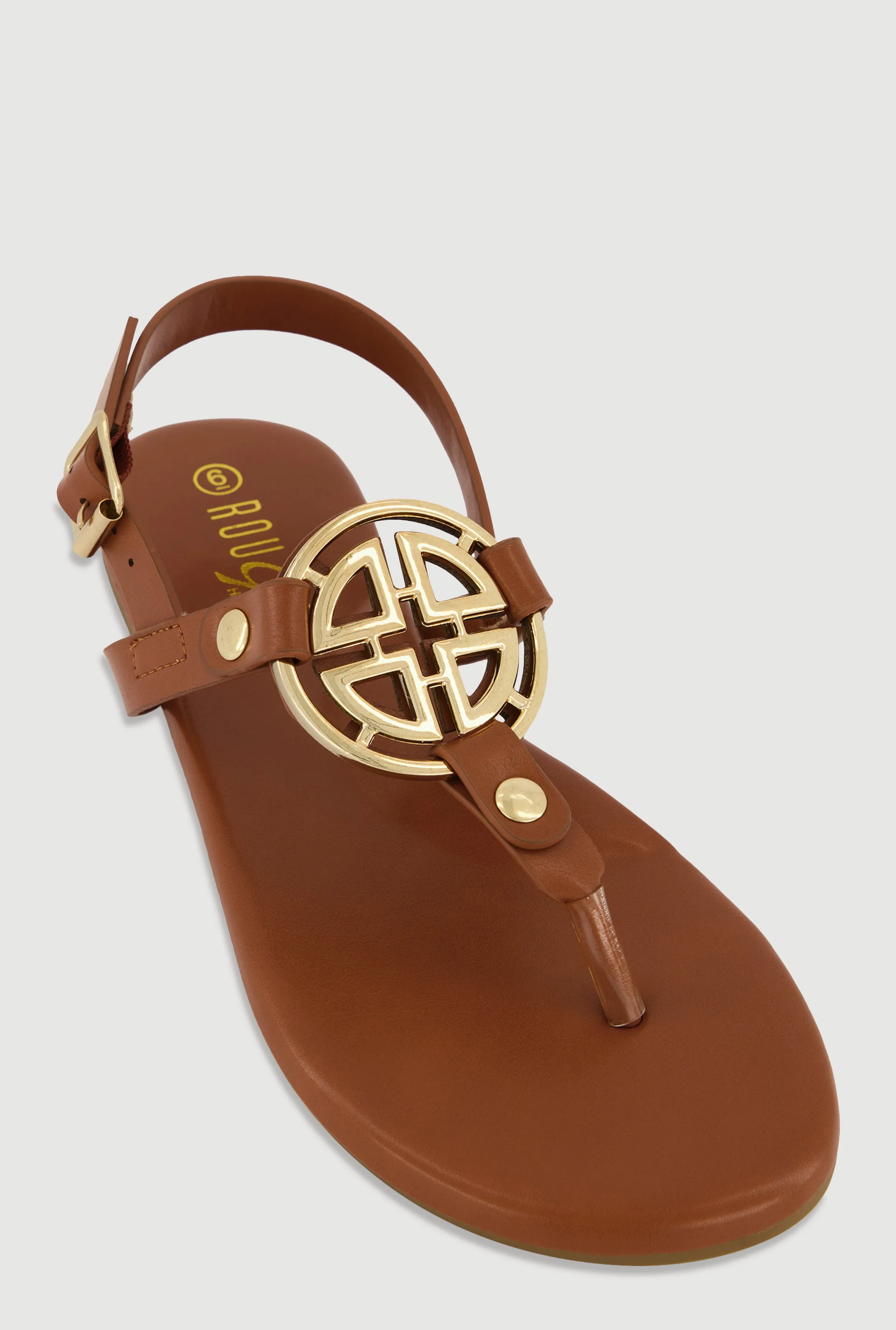 Metallic Geometric Pendant Thong Sandals sold by Rainbow