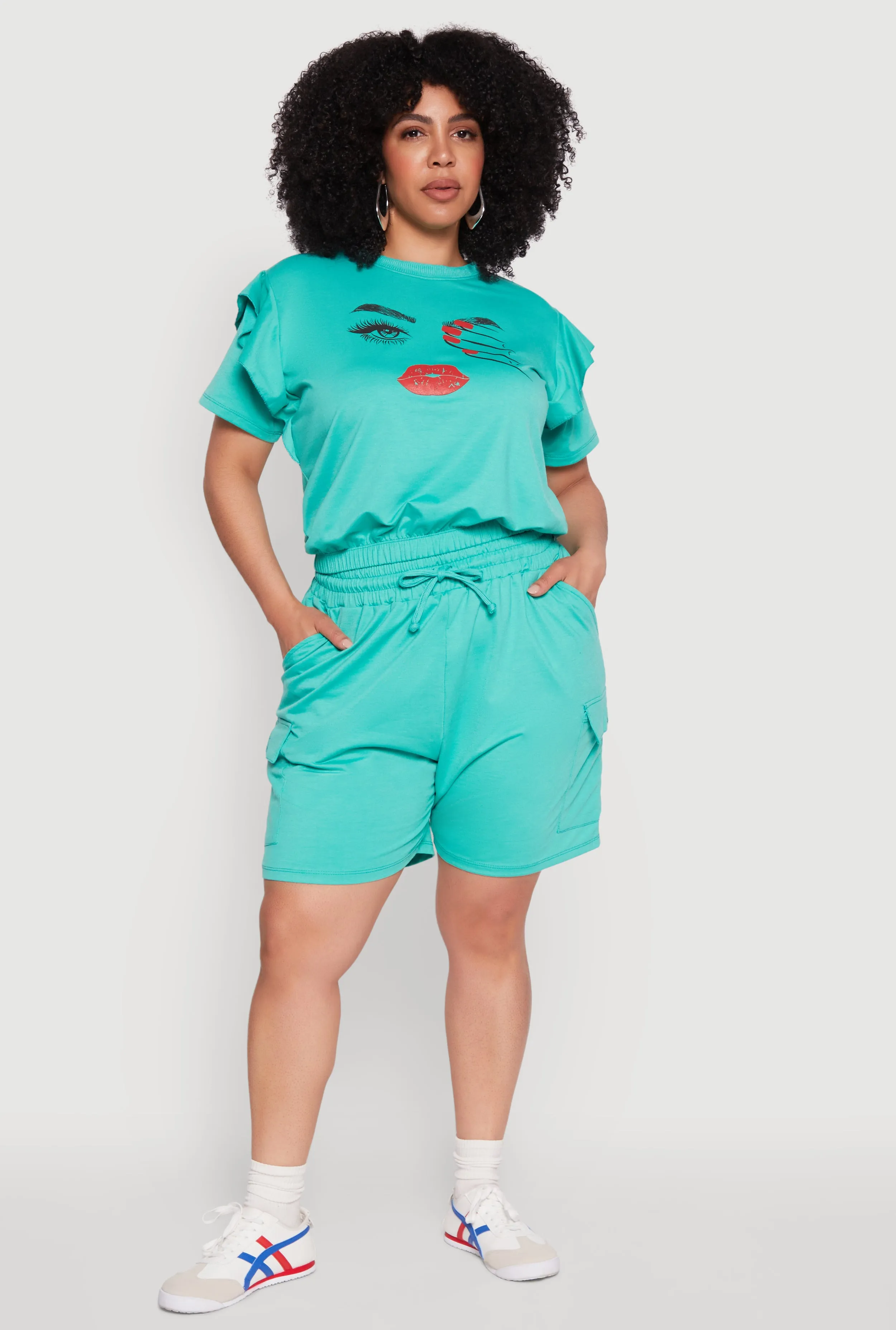 Plus Size Drawstring Cargo Sweatshorts sold by Rainbow product image thumbnail 2