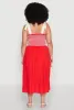 Plus Size Smocked Tie Shoulder Midi Dress sold by Rainbow