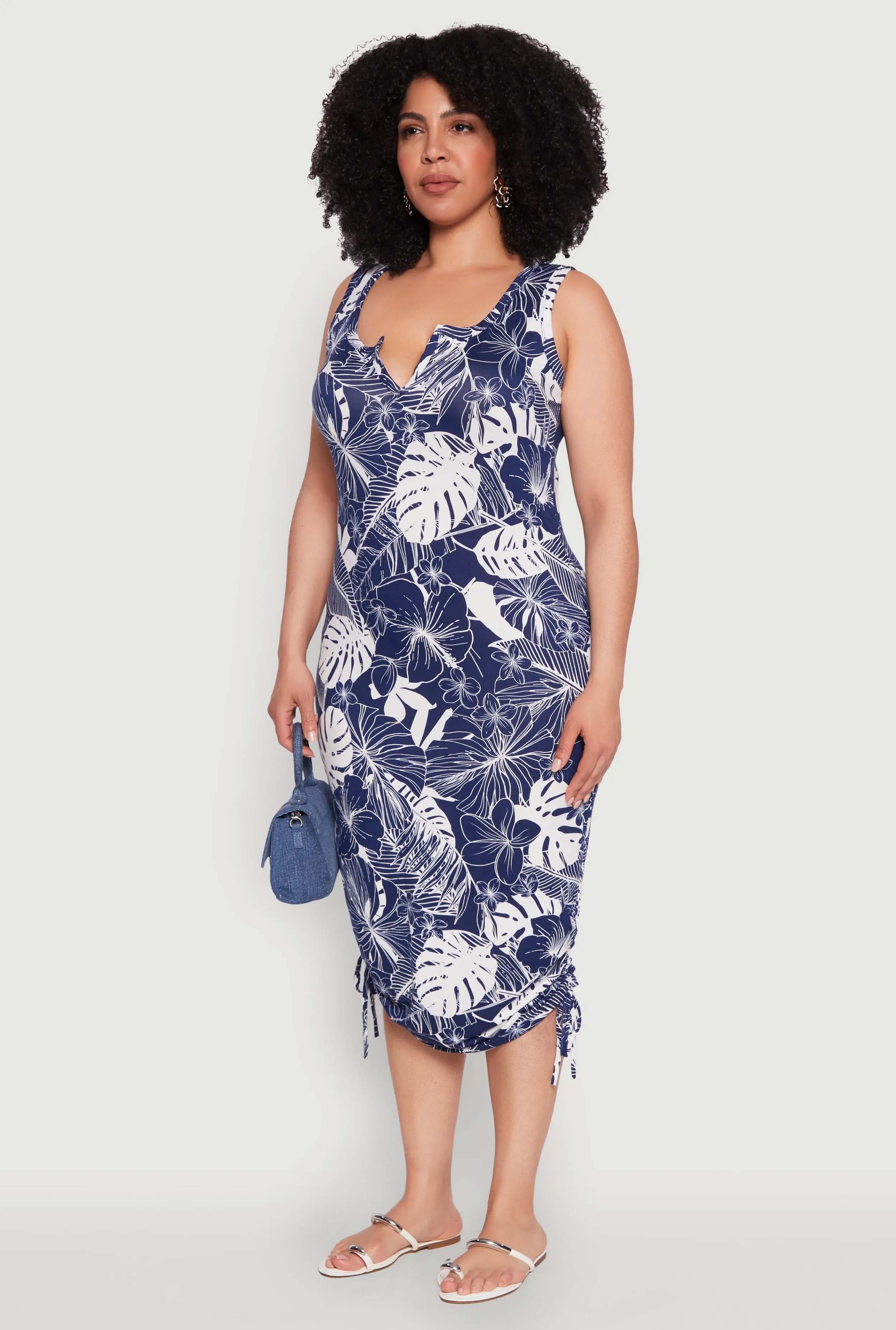 Plus Size Leaf Print Midi Dress sold by Rainbow product image thumbnail 3