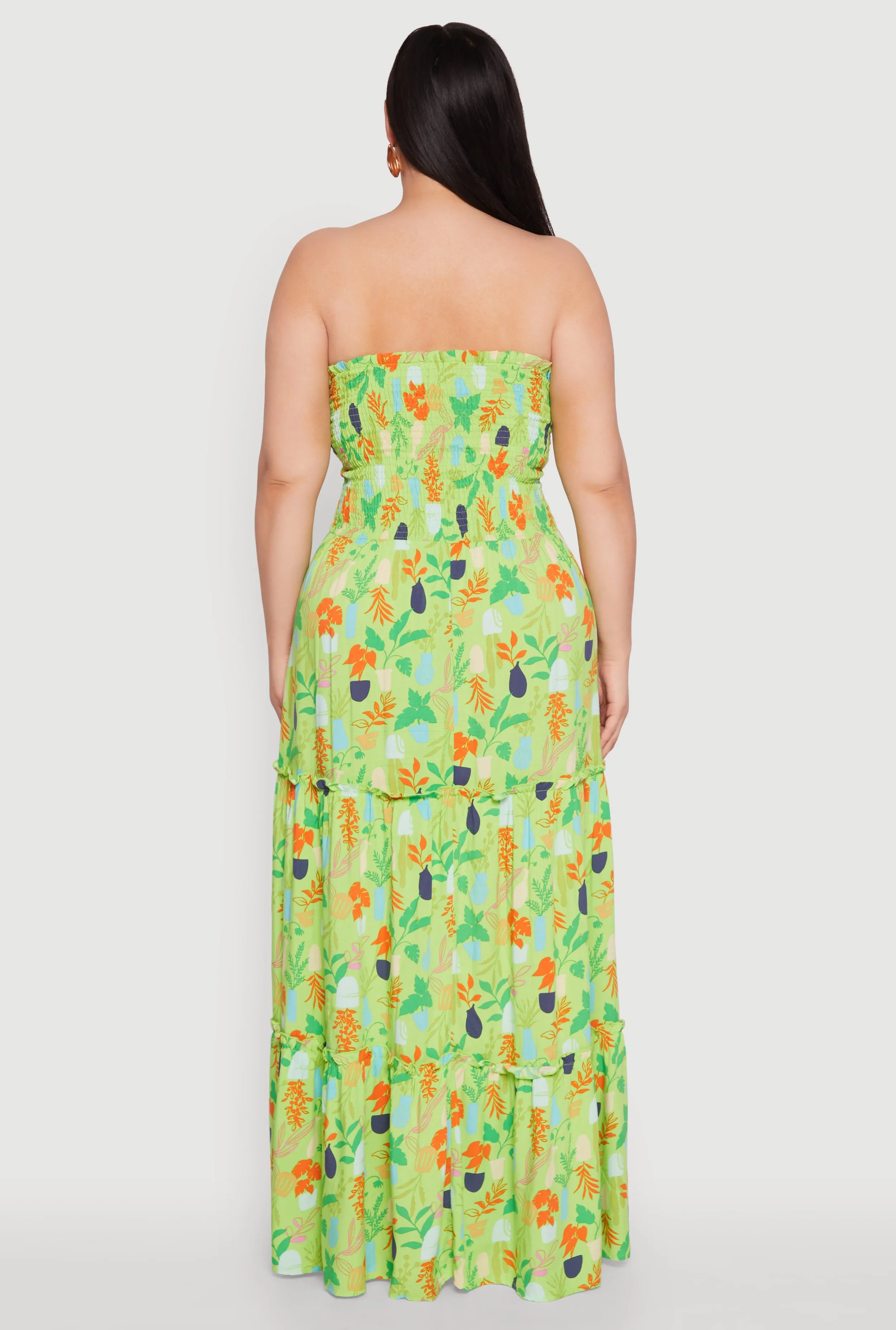 Plus Size House Plant Print Tiered Maxi Dress sold by Rainbow product image thumbnail 5