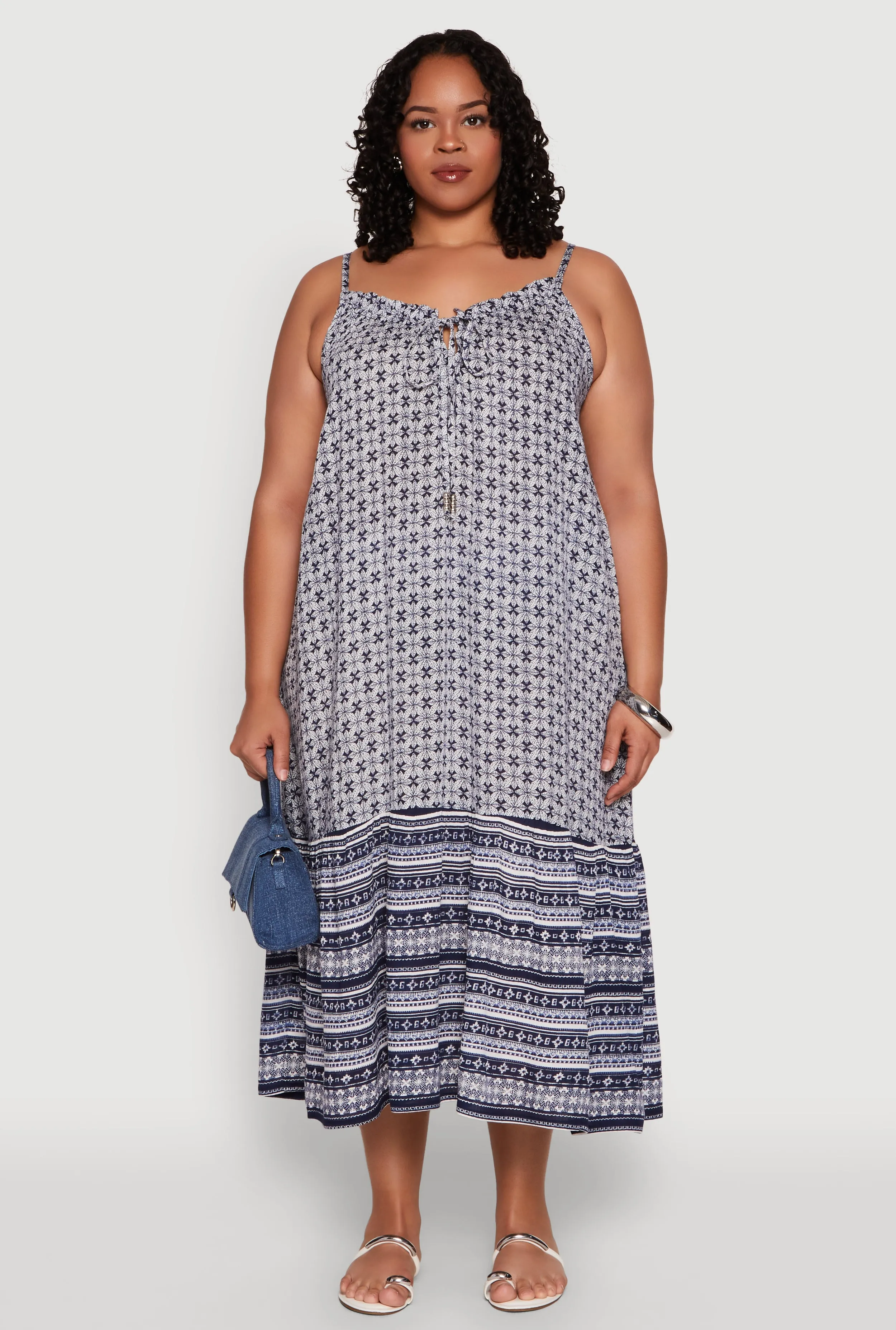 Plus Size Border Print Keyhole Maxi Dress sold by Rainbow product image thumbnail 2