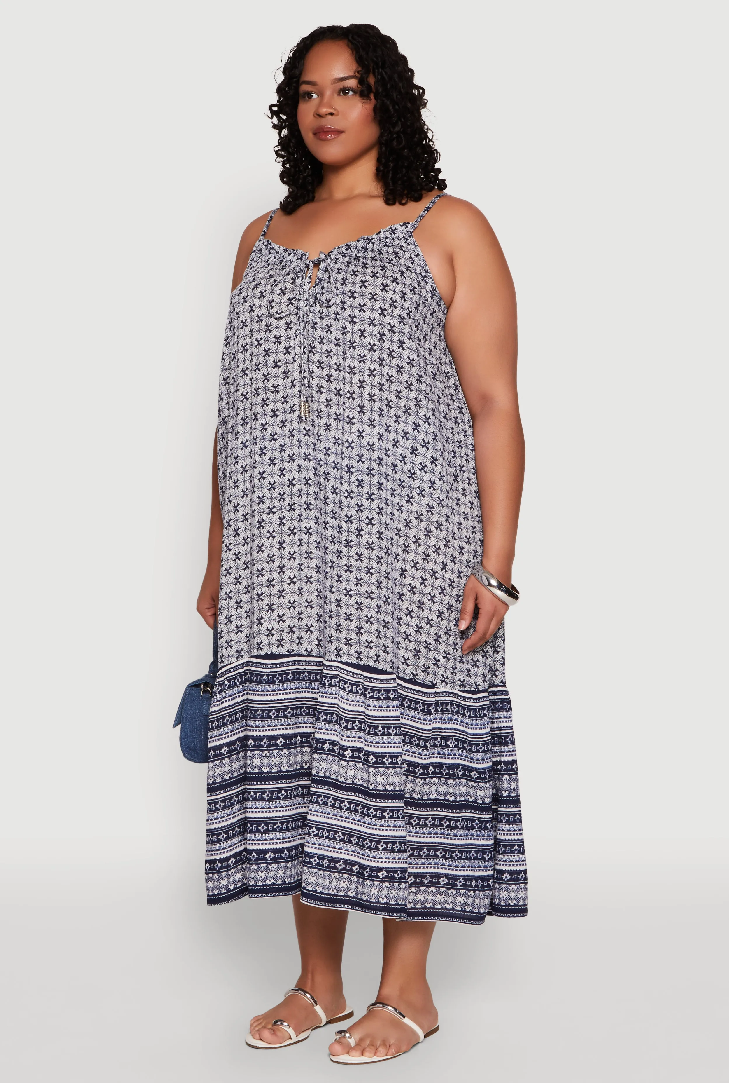 Plus Size Border Print Keyhole Maxi Dress sold by Rainbow product image thumbnail 3