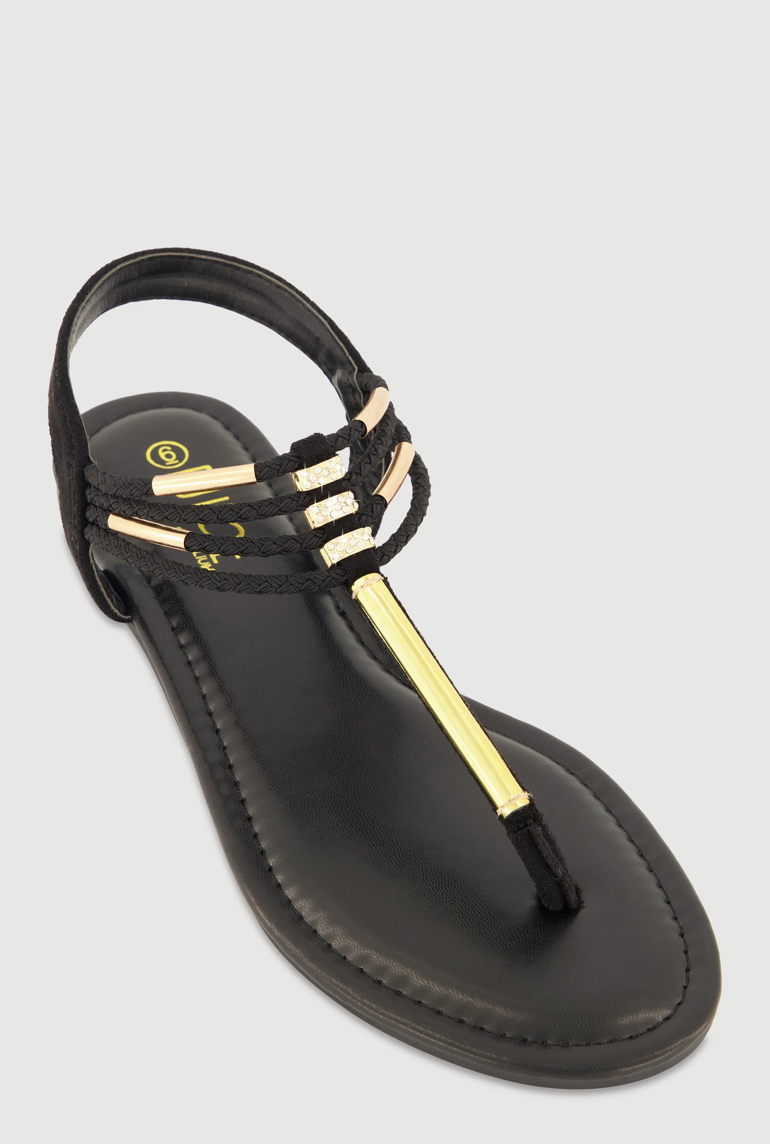 Metallic Pendant Ankle Strap Thong Sandals sold by Rainbow