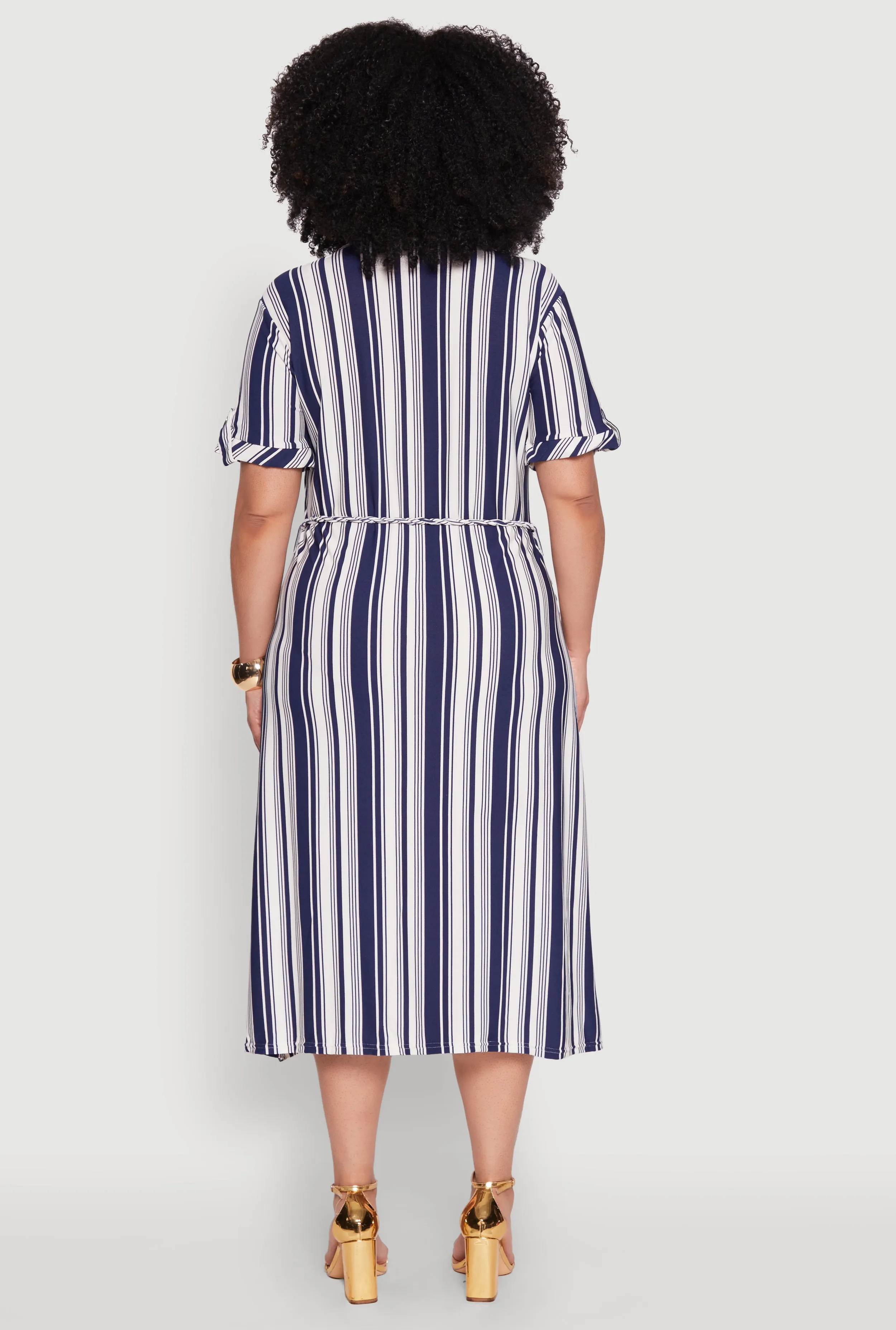 Plus Size Striped Midi Shirt Dress sold by Rainbow product image thumbnail 5