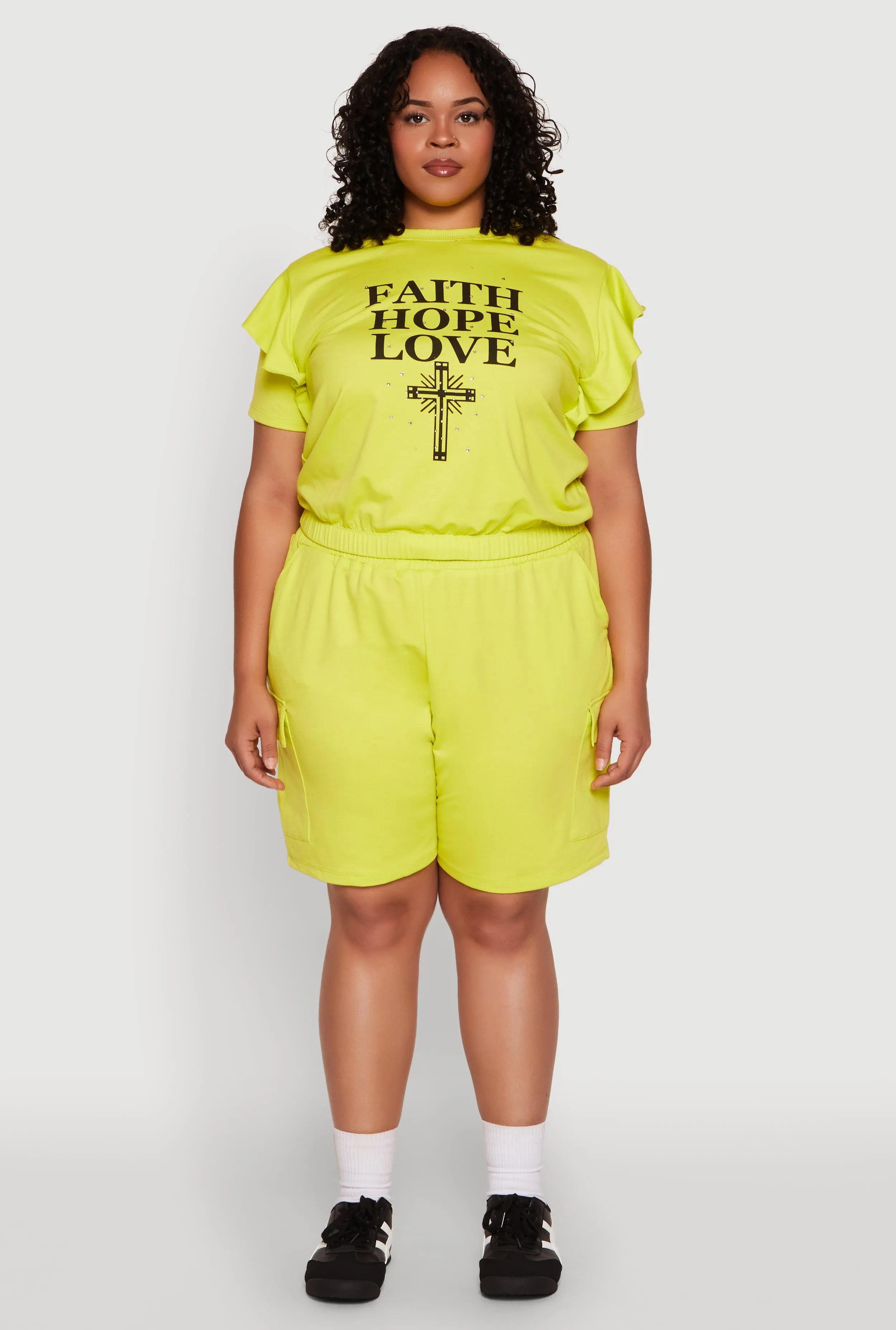 Plus Size Drawstring Cargo Pocket Sweatshorts sold by Rainbow product image thumbnail 2