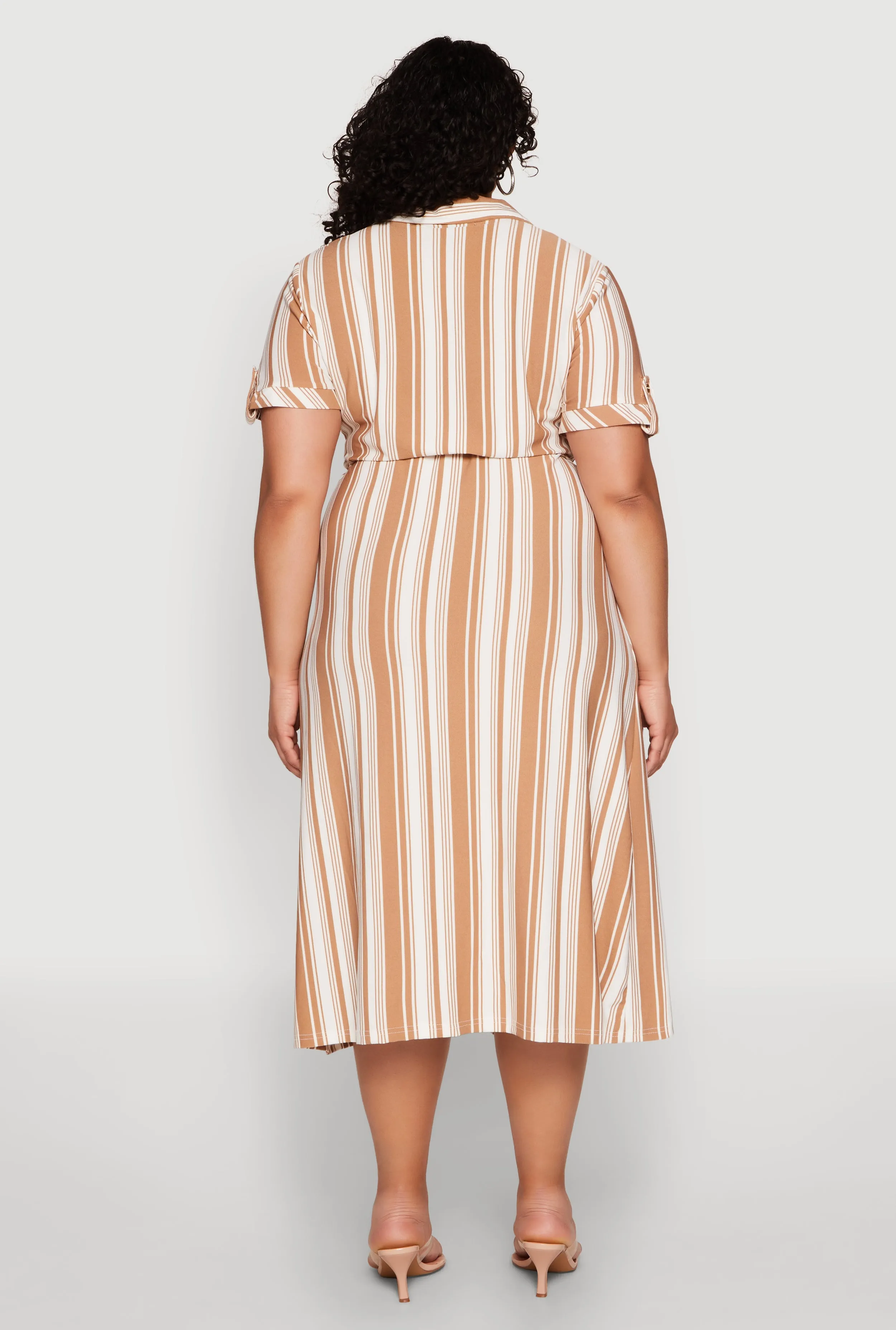 Plus Size Striped Midi Shirt Dress sold by Rainbow product image thumbnail 5