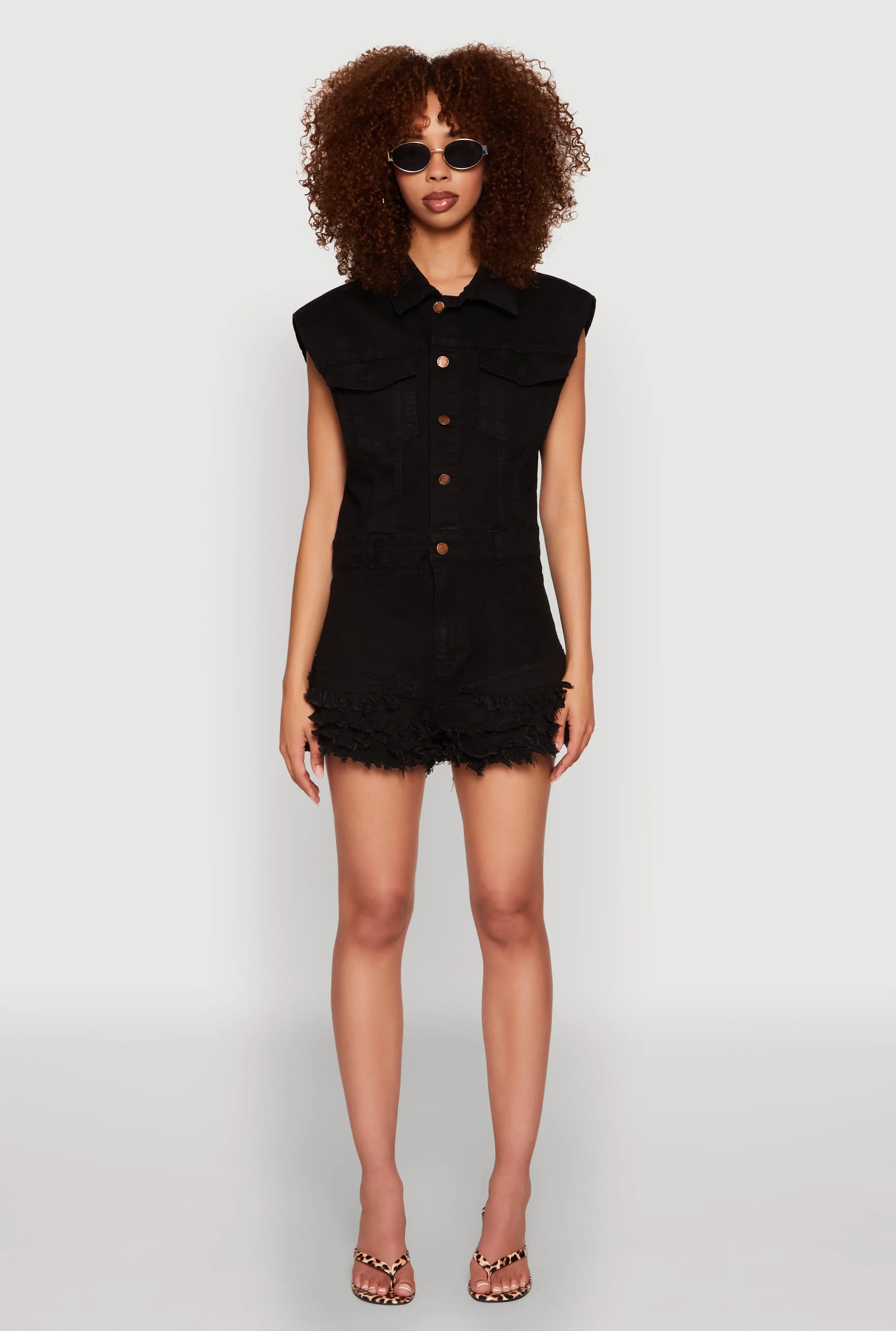 Daisy Tiered Frayed Denim Romper sold by Rainbow product image thumbnail 2