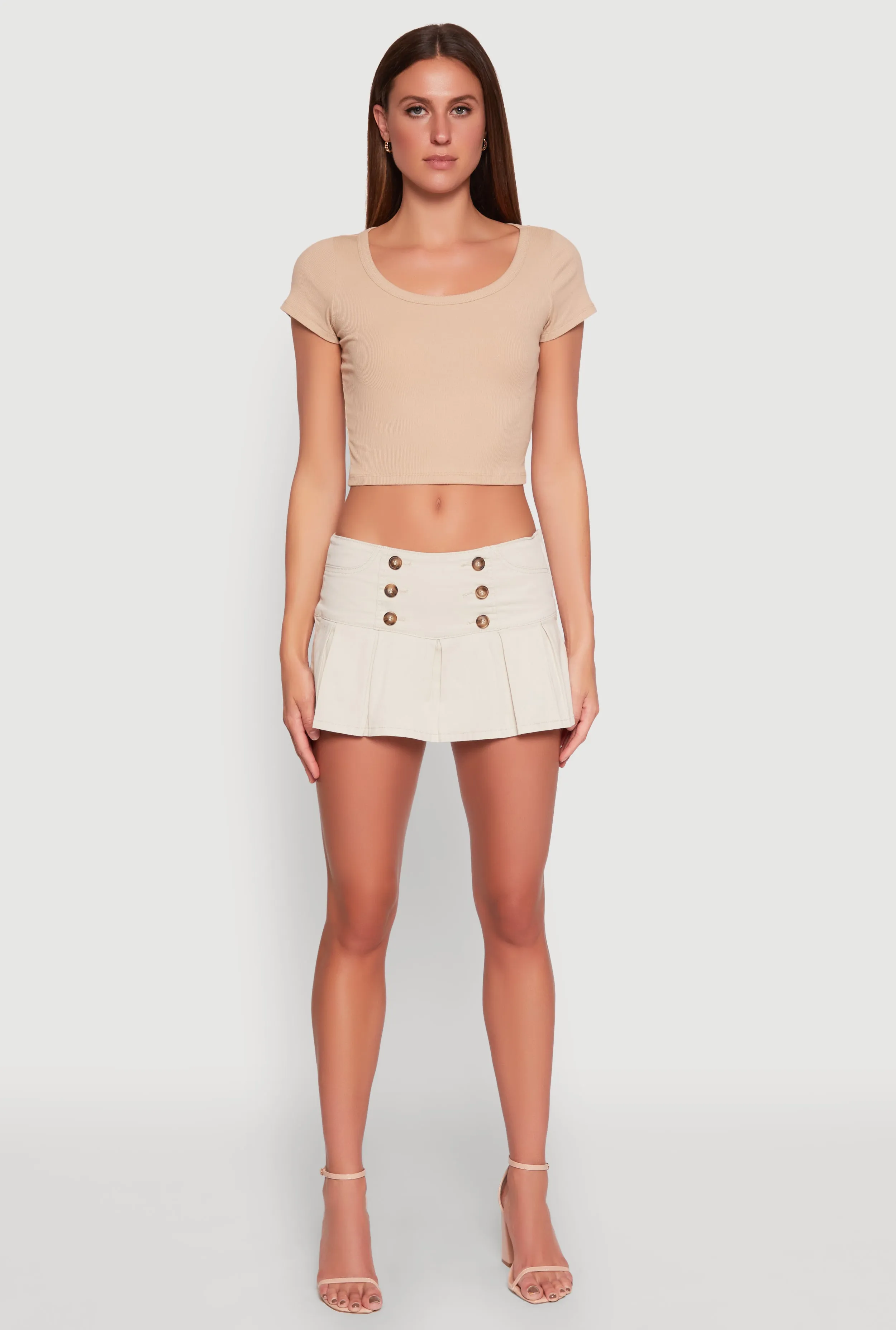 Almost Famous Side Zip Pleated Sailor Skort sold by Rainbow