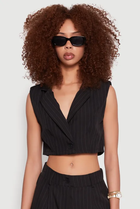 Pinstripe Cropped Blazer Vest sold by Rainbow