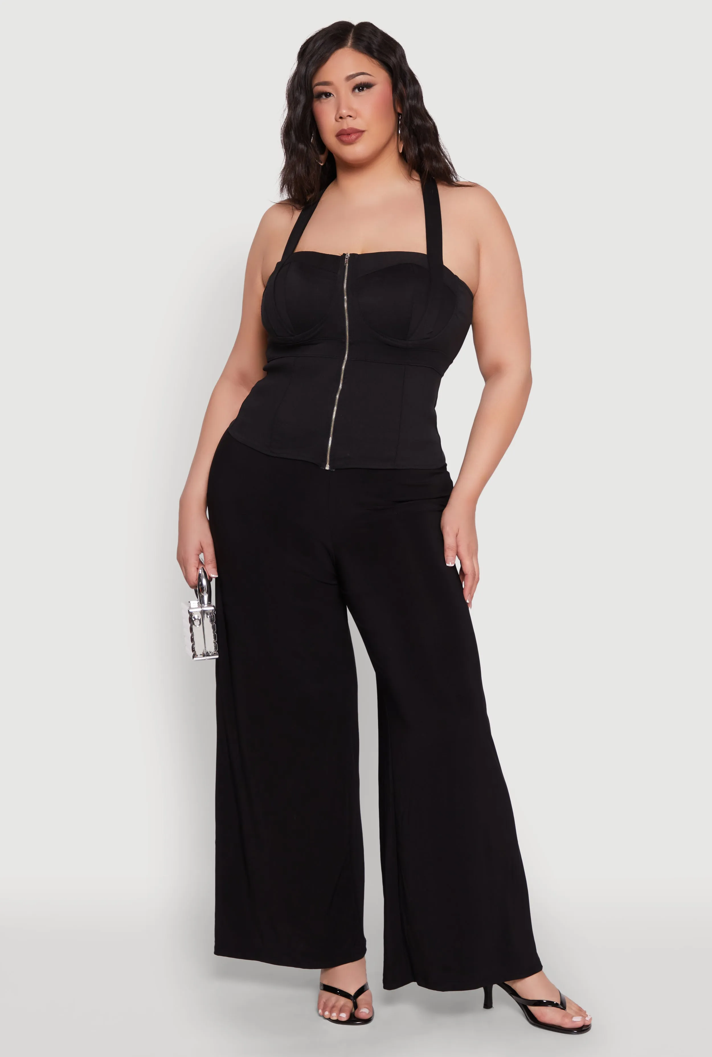 Plus Size Cut Out Racerback Zip Front Bustier Top sold by Rainbow product image thumbnail 3