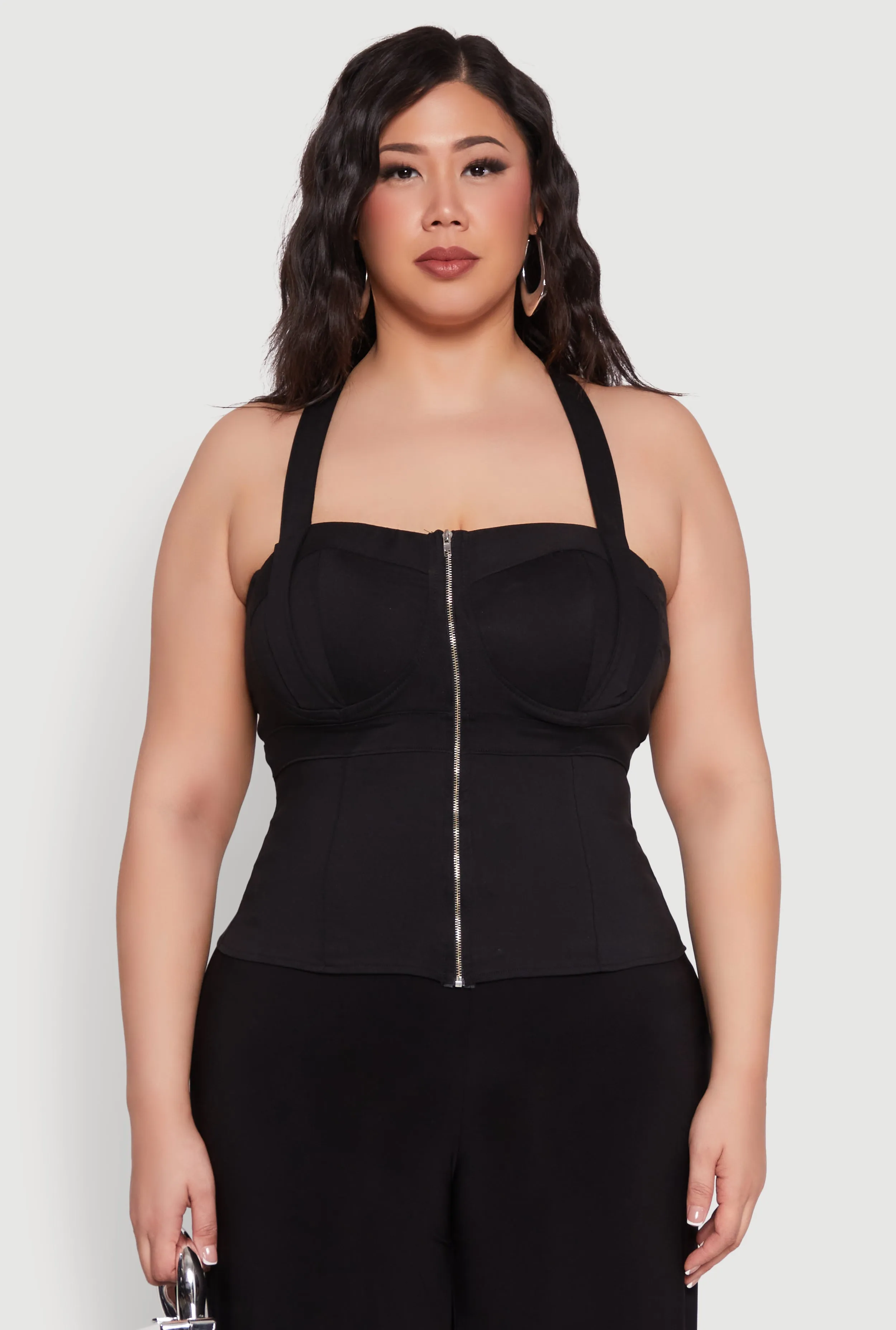 Plus Size Cut Out Racerback Zip Front Bustier Top sold by Rainbow product image thumbnail 2