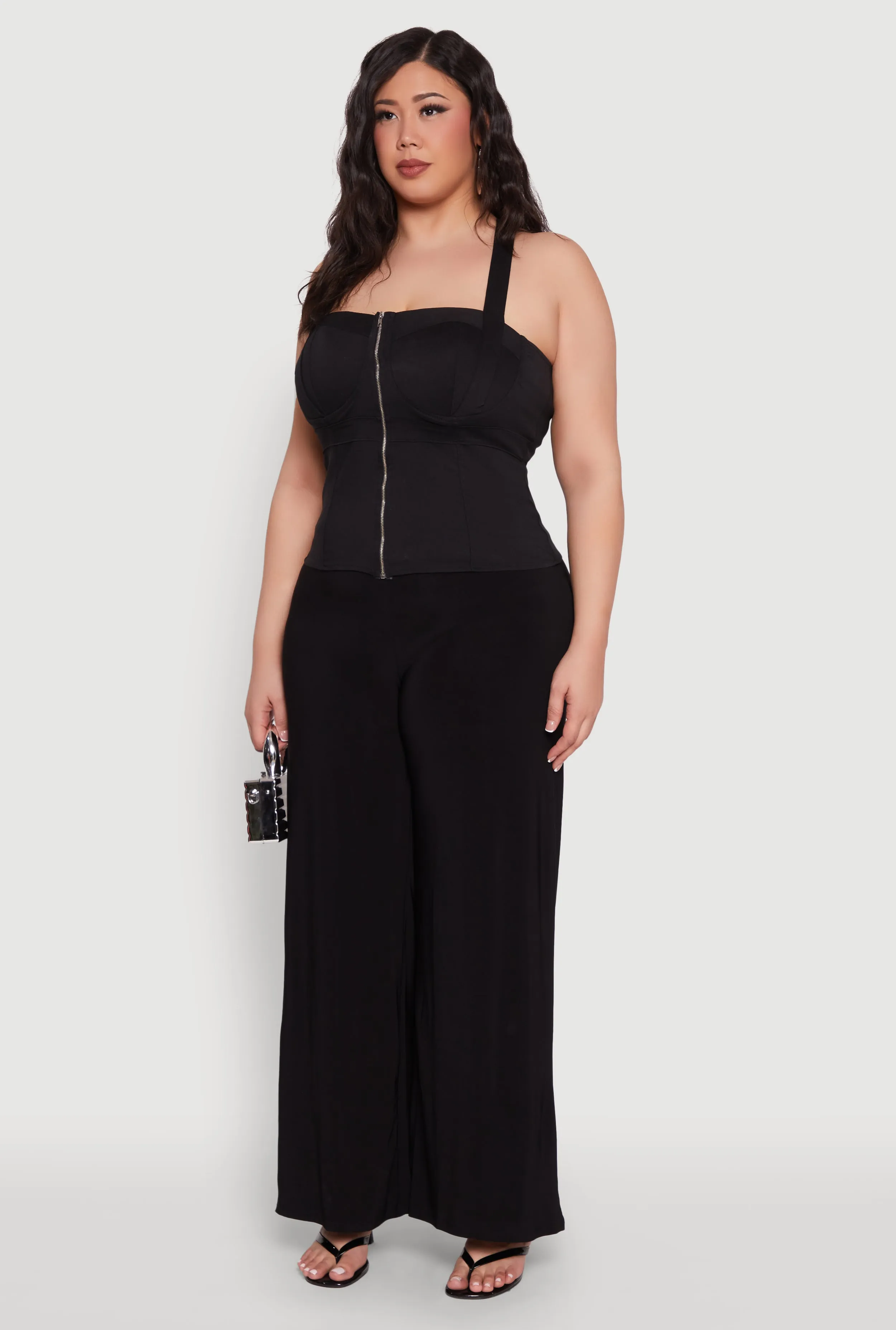 Plus Size Cut Out Racerback Zip Front Bustier Top sold by Rainbow product image thumbnail 5