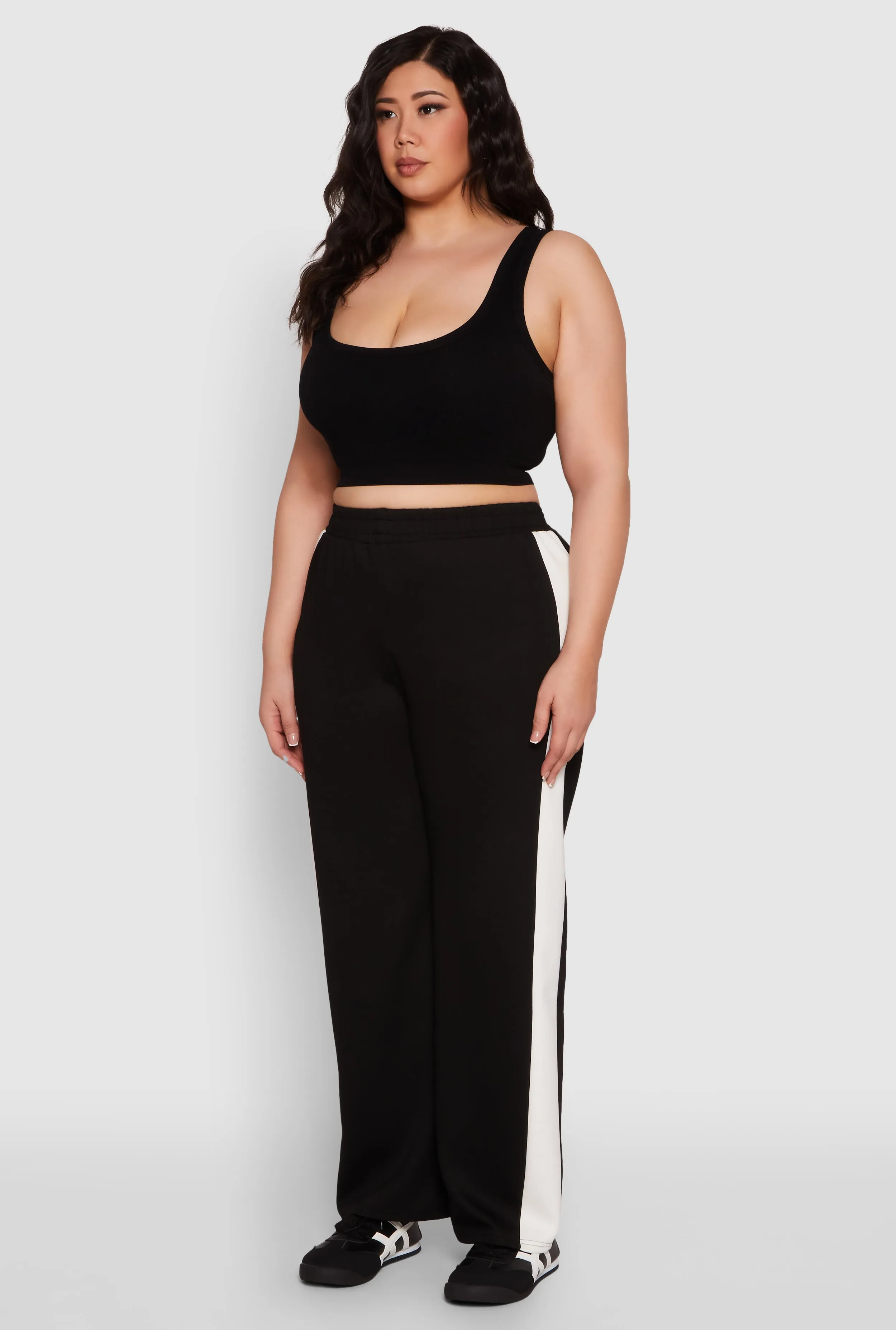 Plus Size Contrast Trim Wide Leg Pants sold by Rainbow product image thumbnail 3