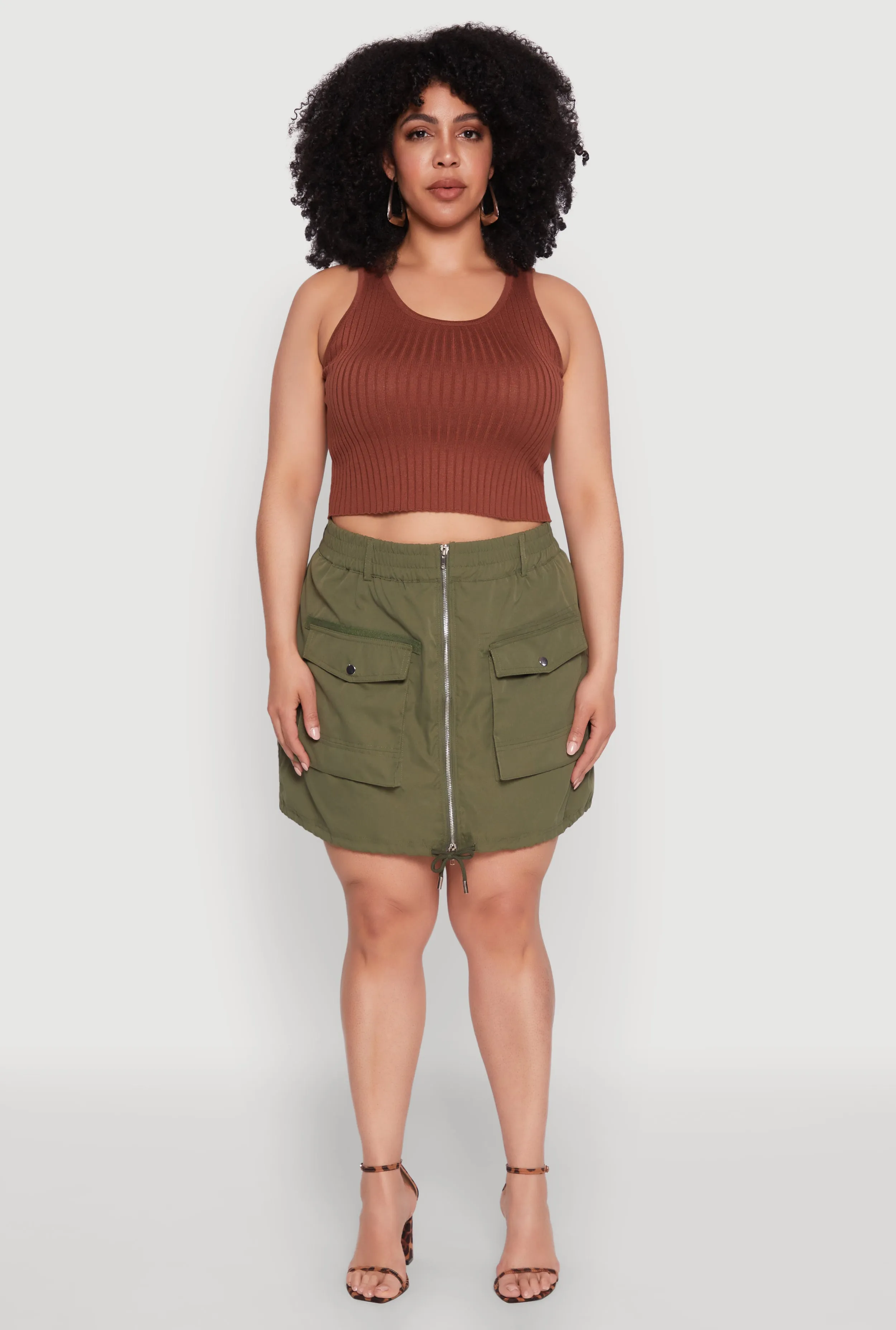 Plus Size Zip Front Cargo Pocket Skirt sold by Rainbow product image thumbnail 2