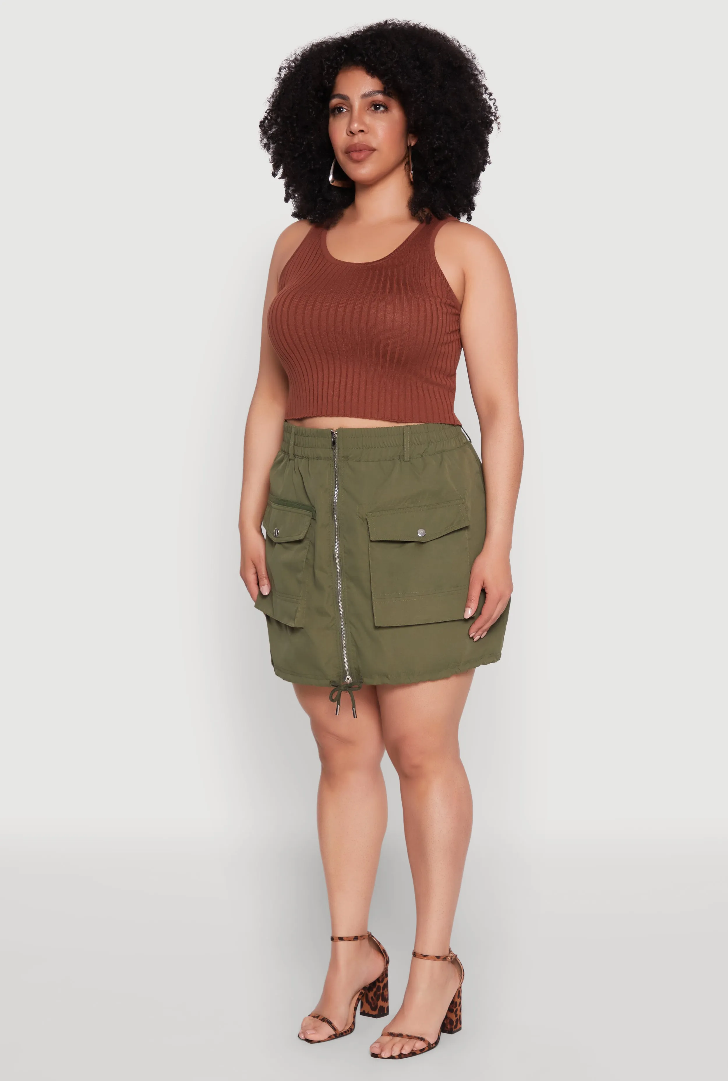 Plus Size Zip Front Cargo Pocket Skirt sold by Rainbow product image thumbnail 3