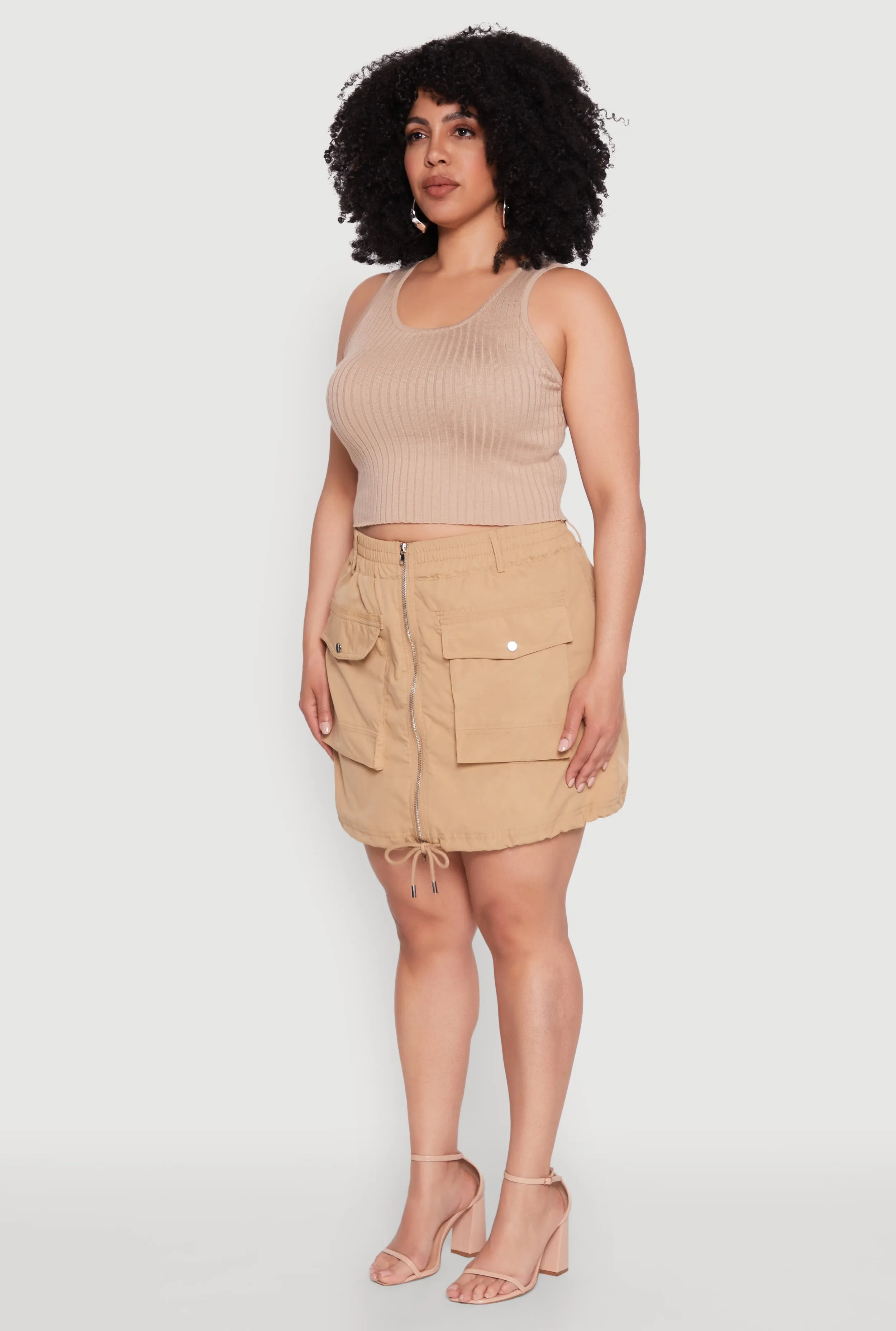 Plus Size Zip Front Cargo Pocket Skirt sold by Rainbow product image thumbnail 3