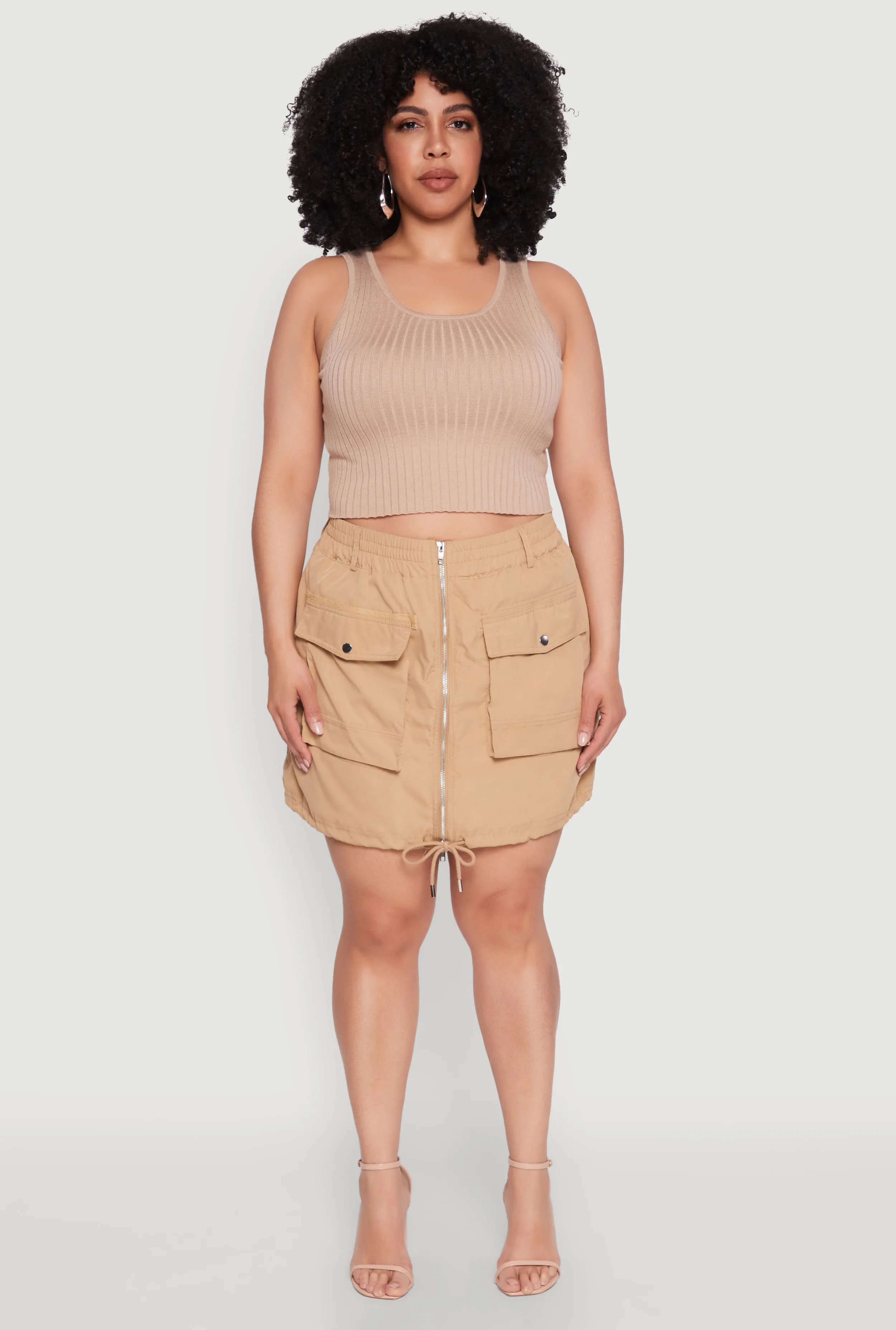 Plus Size Zip Front Cargo Pocket Skirt sold by Rainbow product image thumbnail 2