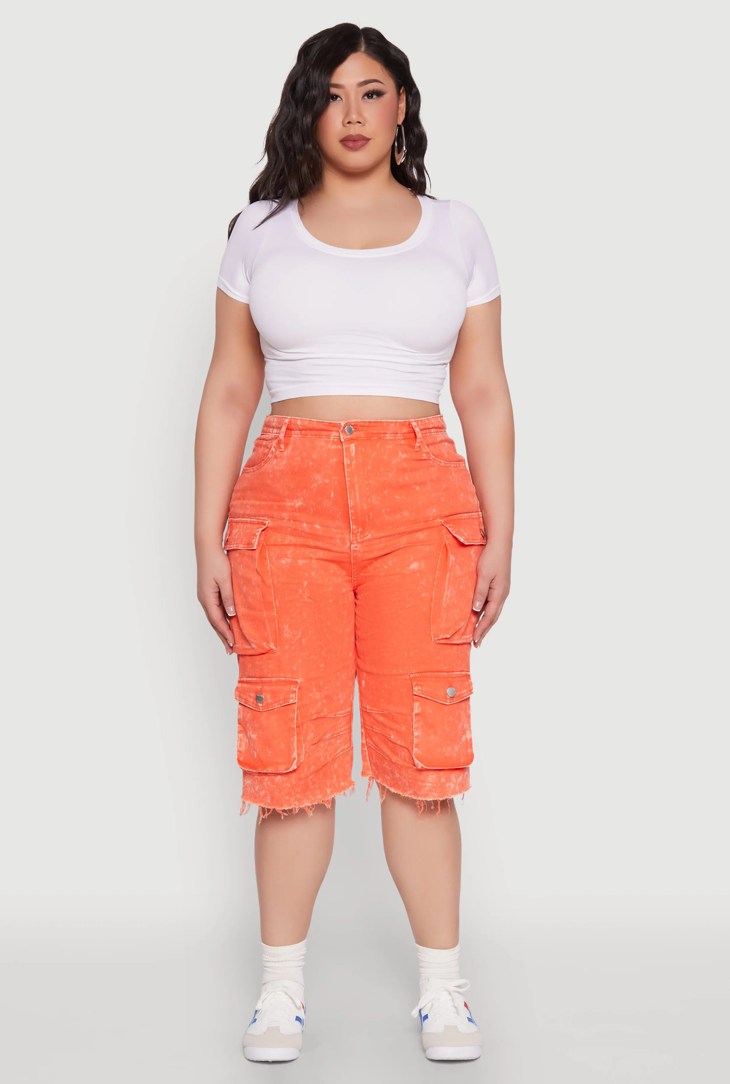 Plus Size Daisy Acid Wash Cargo Bermuda Shorts sold by Rainbow product image thumbnail 2