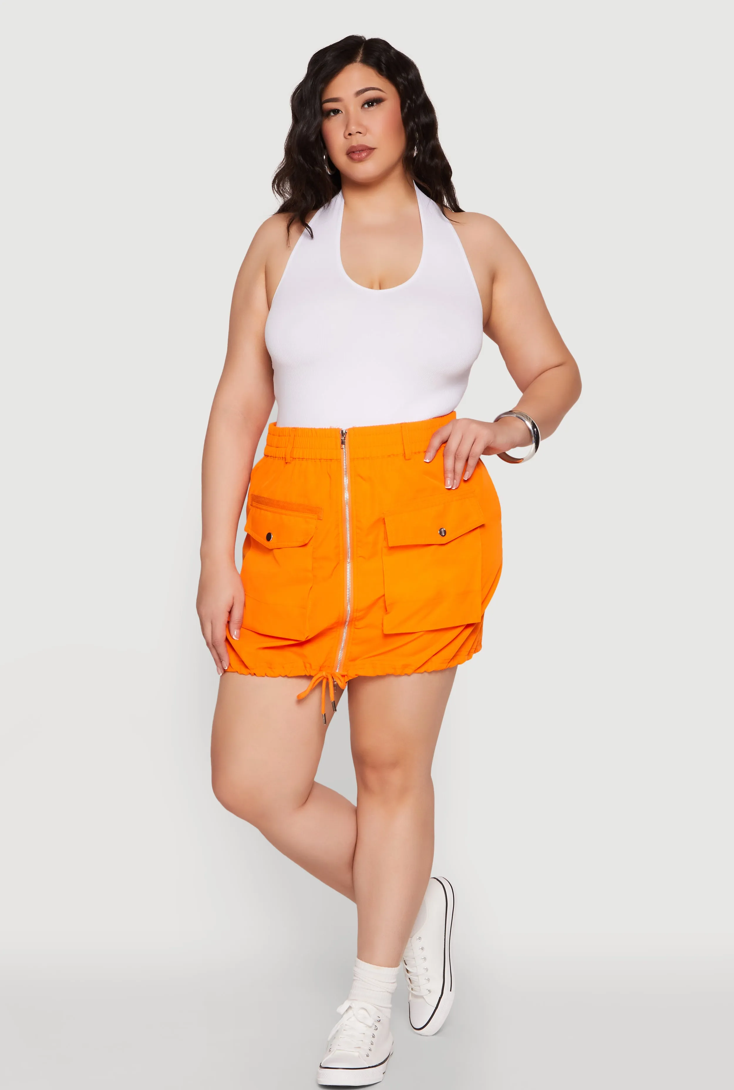Plus Size Zip Front Cargo Pocket Skirt sold by Rainbow product image thumbnail 2
