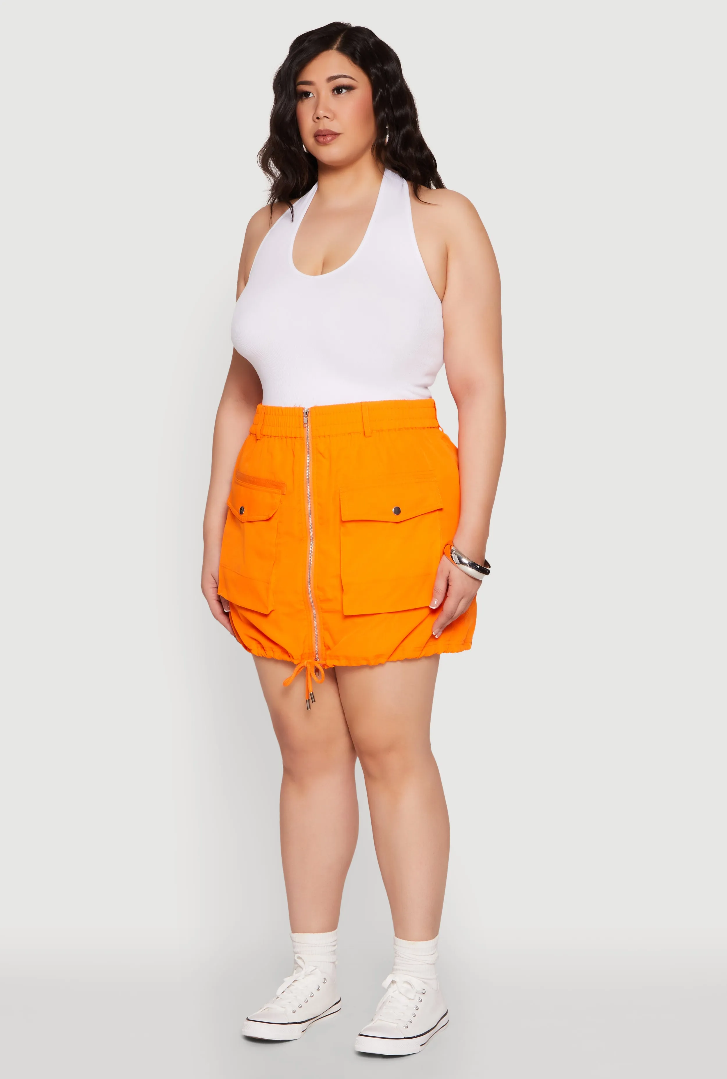 Plus Size Zip Front Cargo Pocket Skirt sold by Rainbow product image thumbnail 3