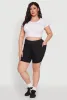 Plus Size Caged Mesh Detail Side Pocket Bike Shorts sold by Rainbow