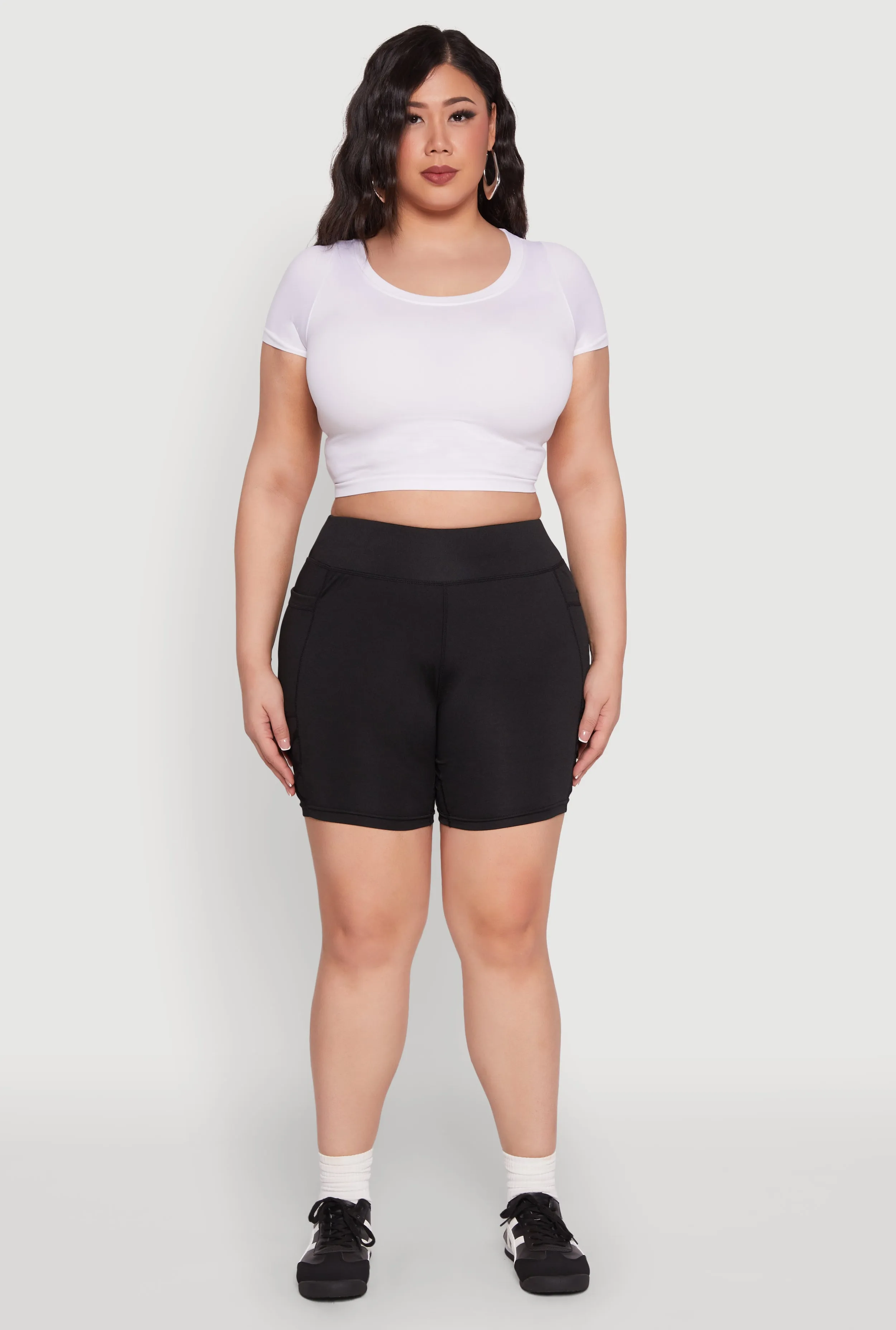 Plus Size Caged Mesh Detail Side Pocket Bike Shorts sold by Rainbow product image thumbnail 2