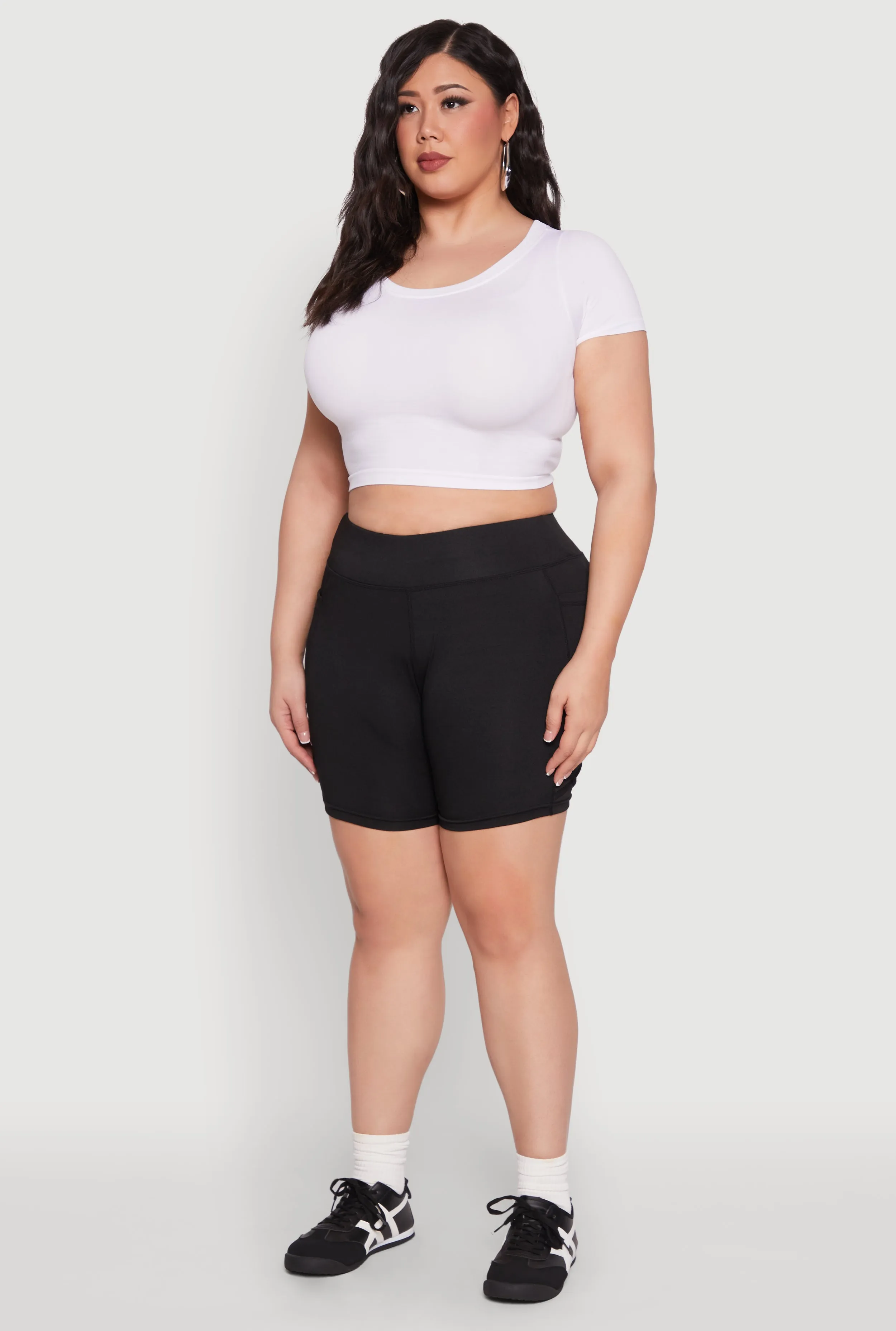 Plus Size Caged Mesh Detail Side Pocket Bike Shorts sold by Rainbow product image thumbnail 3