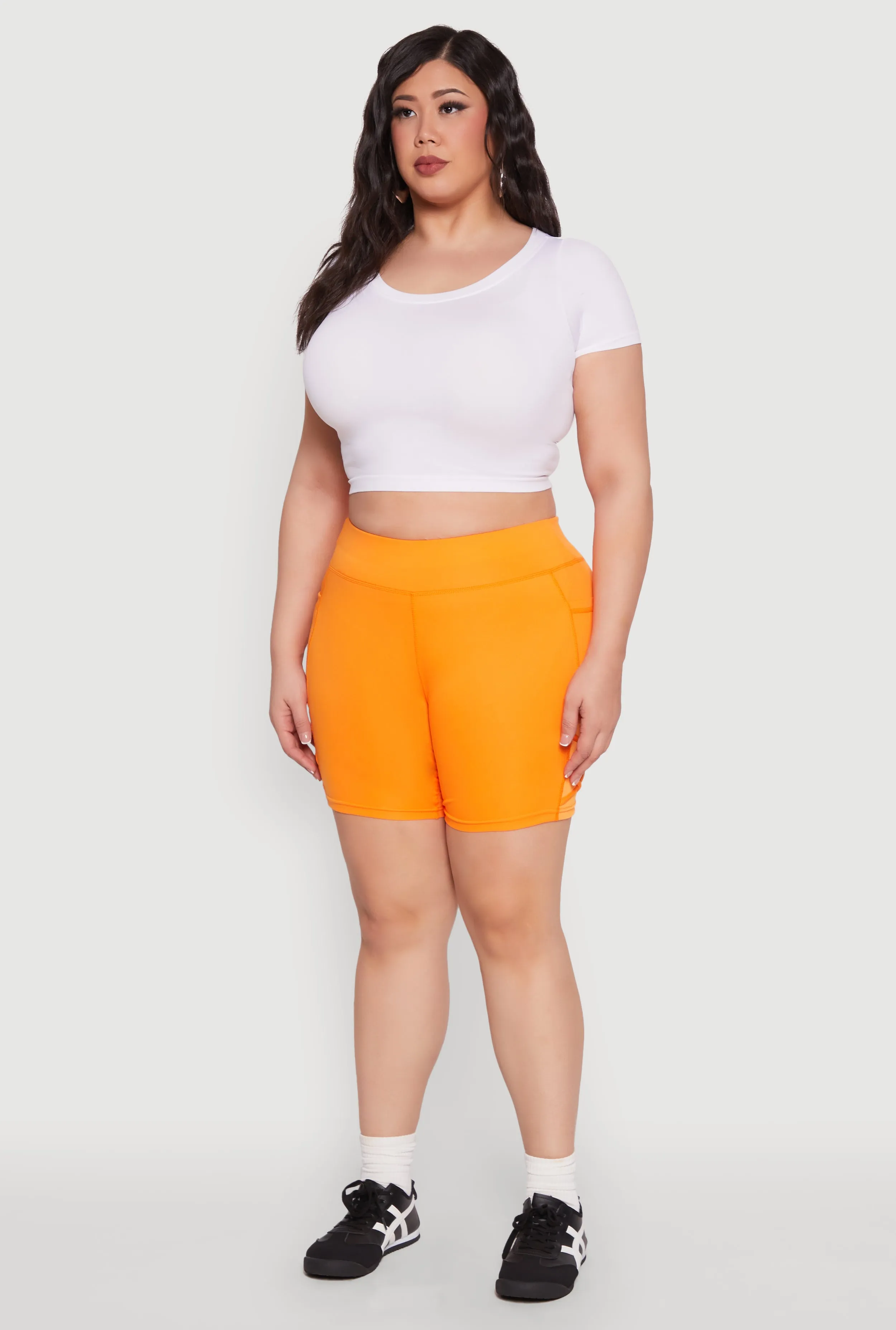 Plus Size Caged Mesh Detail Side Pocket Bike Shorts sold by Rainbow product image thumbnail 3