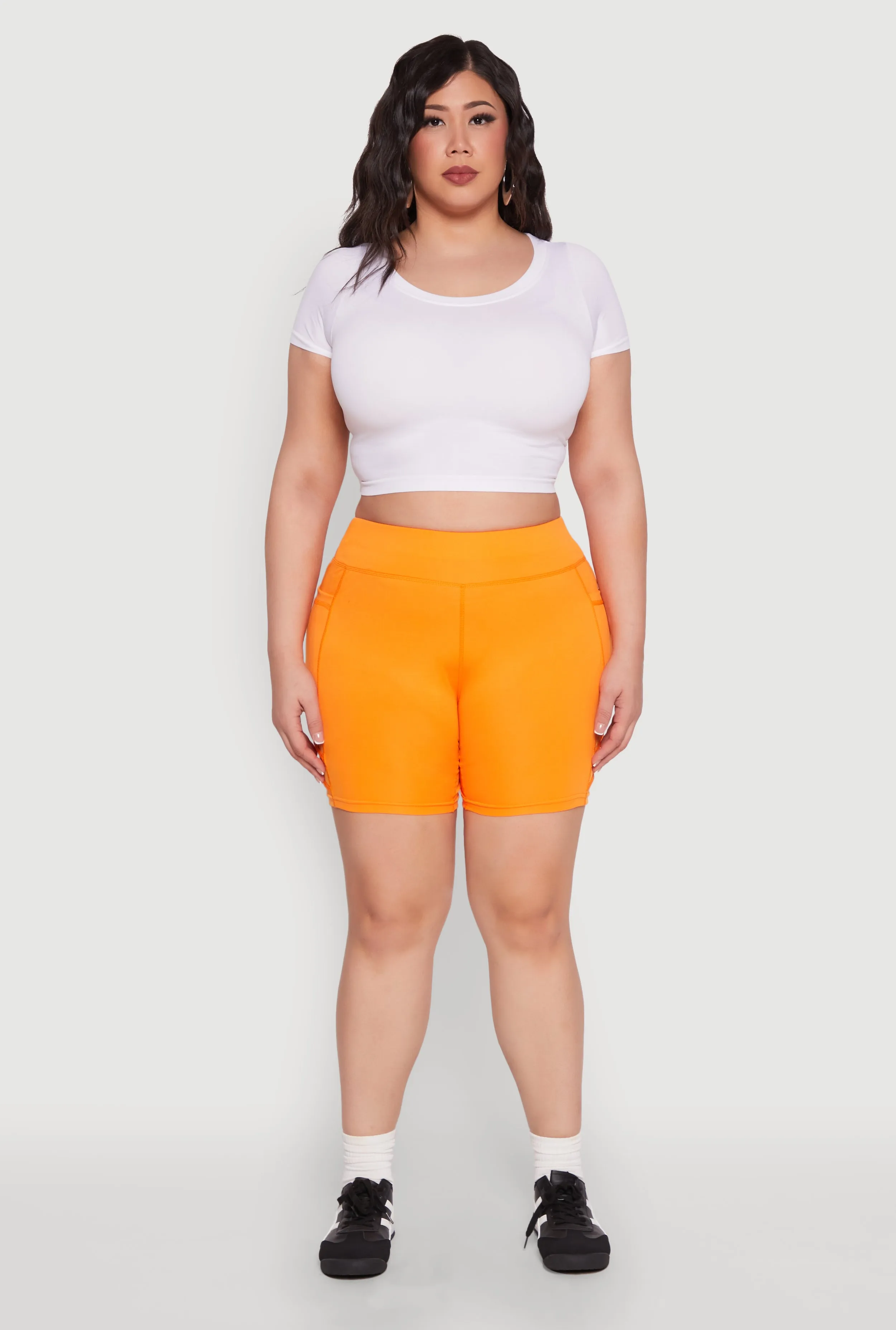 Plus Size Caged Mesh Detail Side Pocket Bike Shorts sold by Rainbow product image thumbnail 2