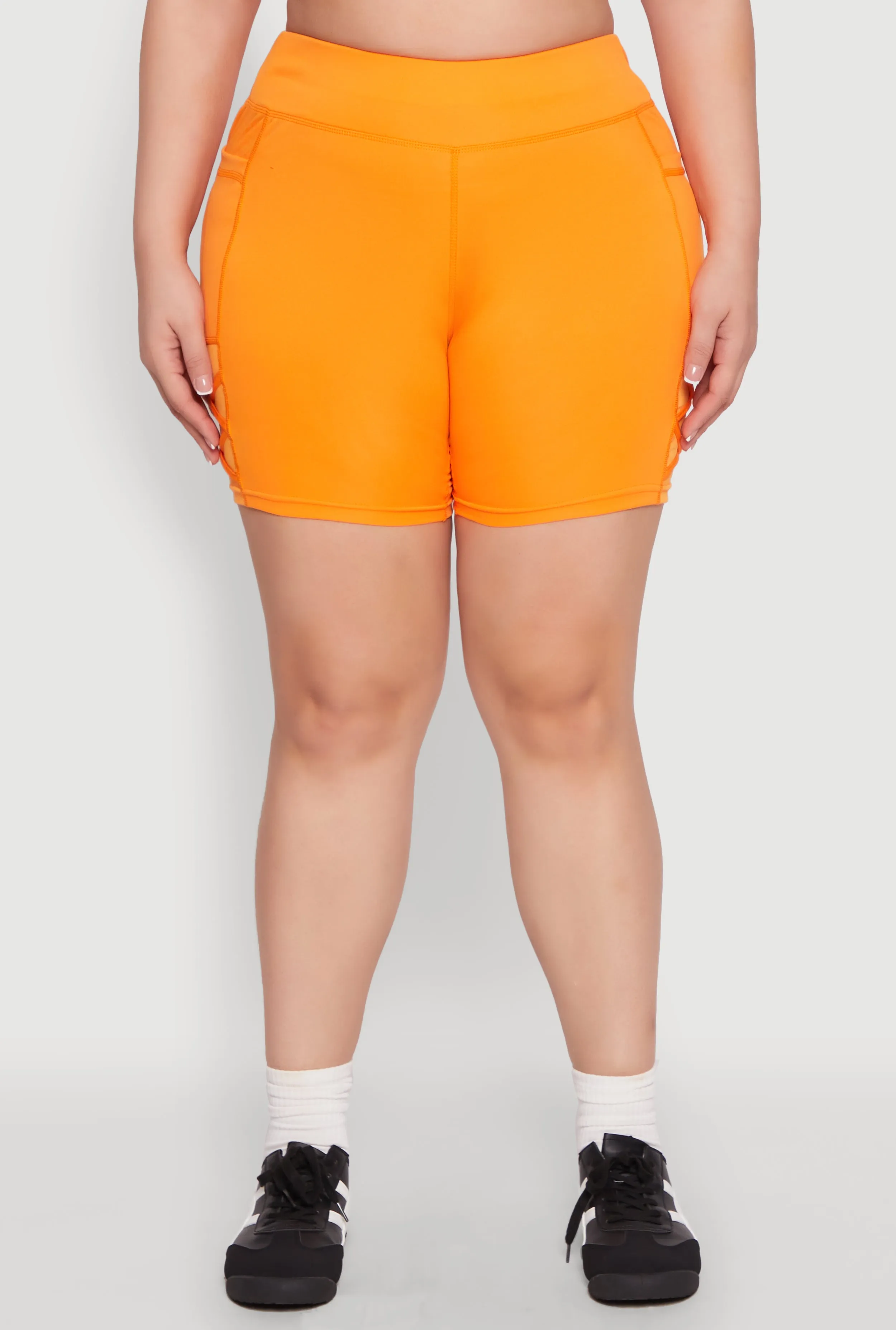 Plus Size Caged Mesh Detail Side Pocket Bike Shorts sold by Rainbow product image thumbnail 5
