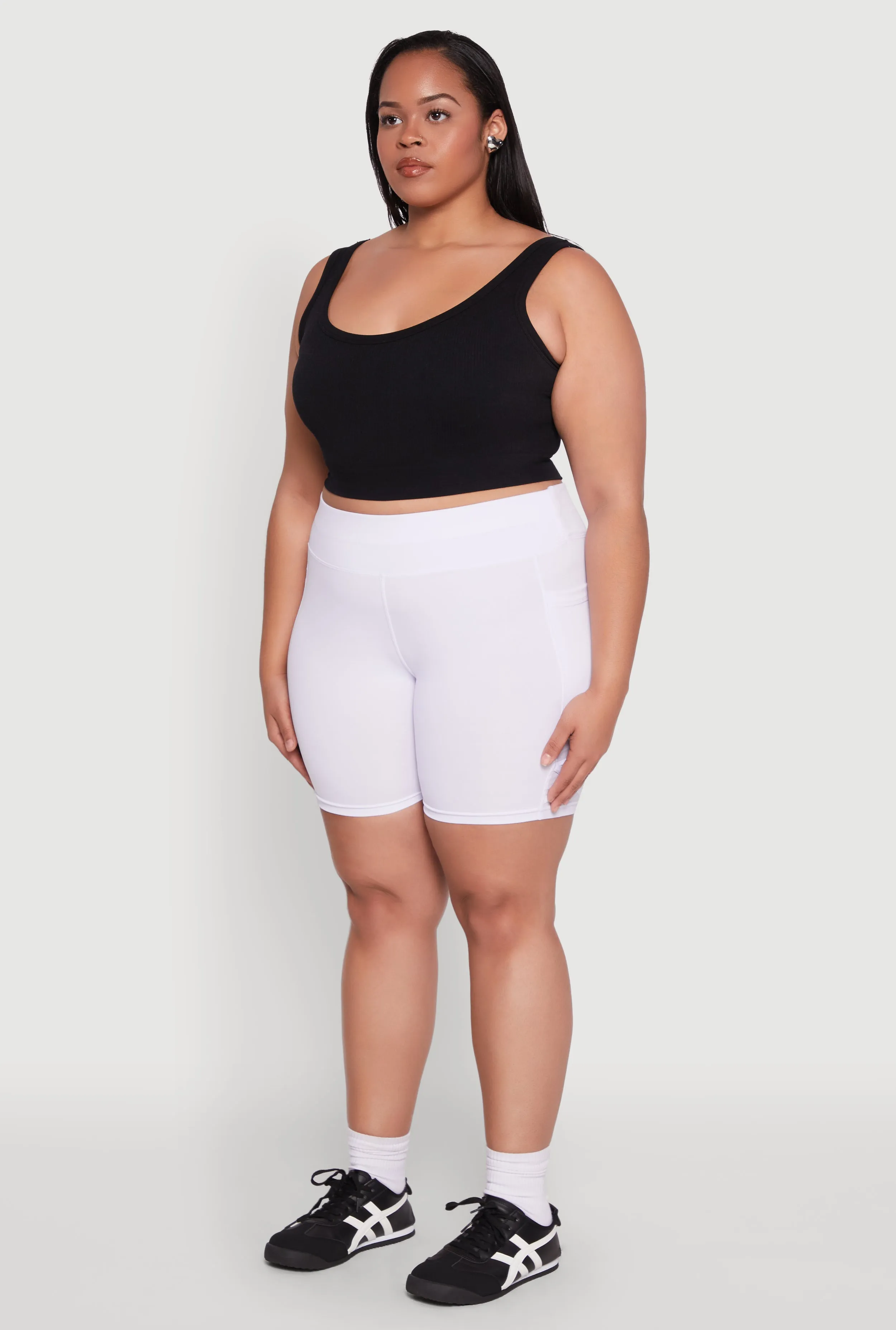 Plus Size Caged Mesh Detail Side Pocket Bike Shorts sold by Rainbow product image thumbnail 3