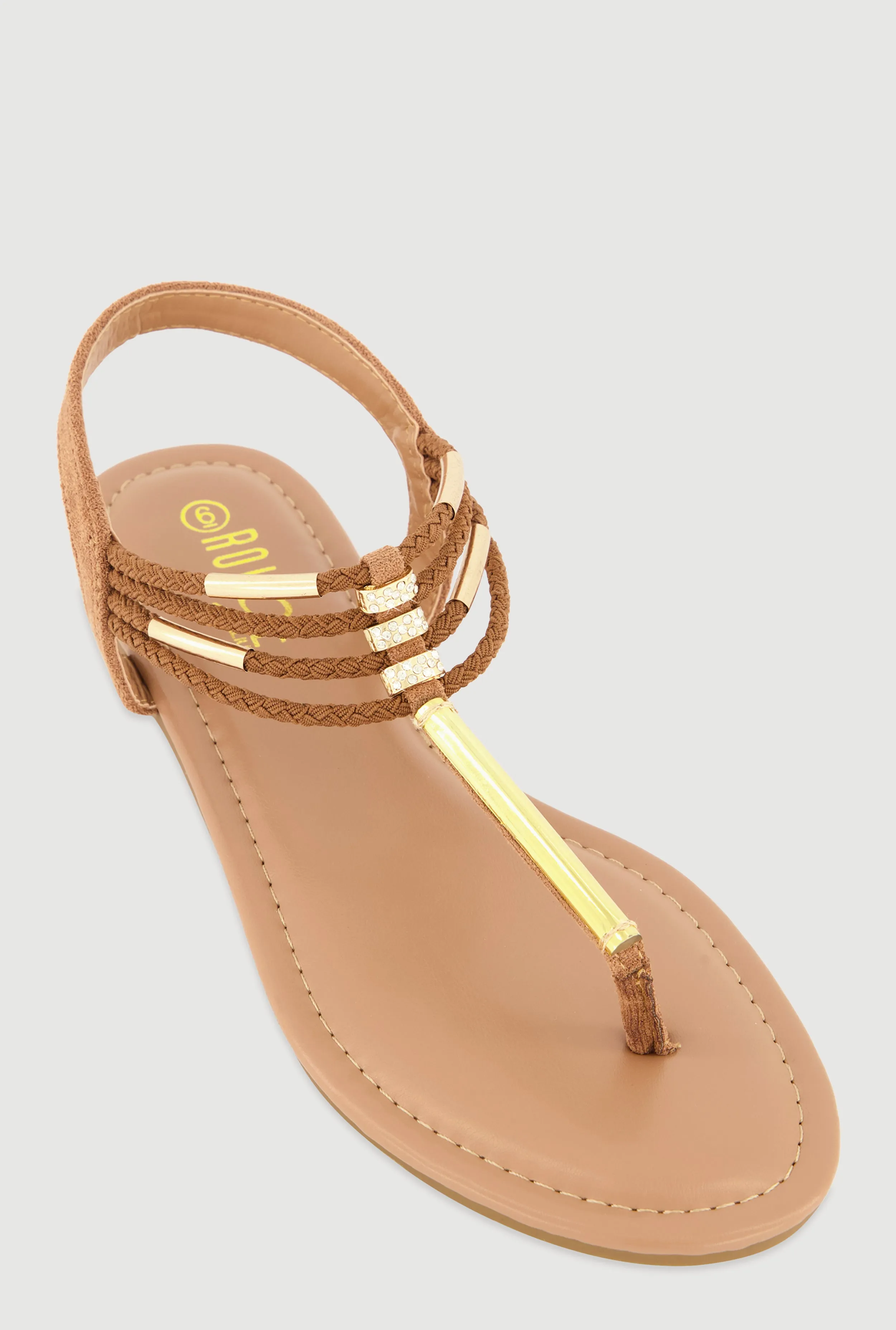 Metallic Pendant Ankle Strap Thong Sandals sold by Rainbow