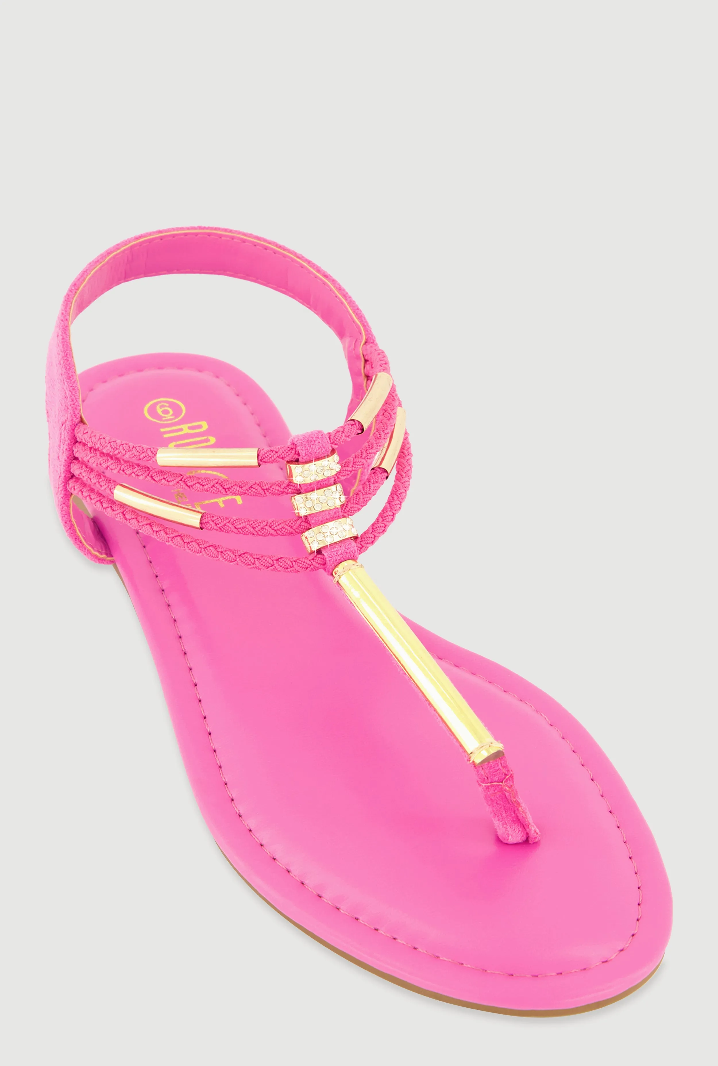 Metallic Pendant Ankle Strap Thong Sandals sold by Rainbow