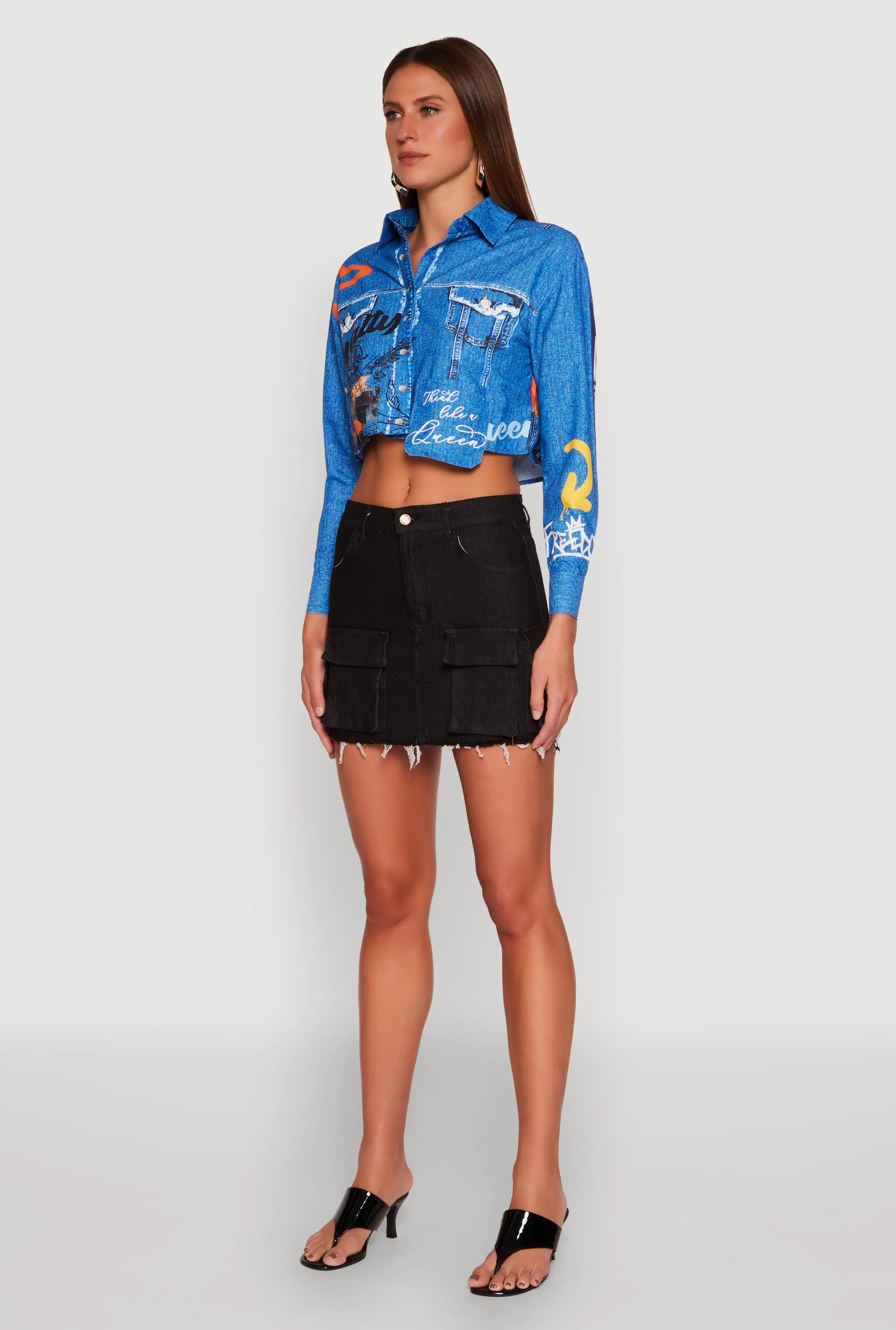 Royalty Graffiti Print Crop Top sold by Rainbow product image thumbnail 5