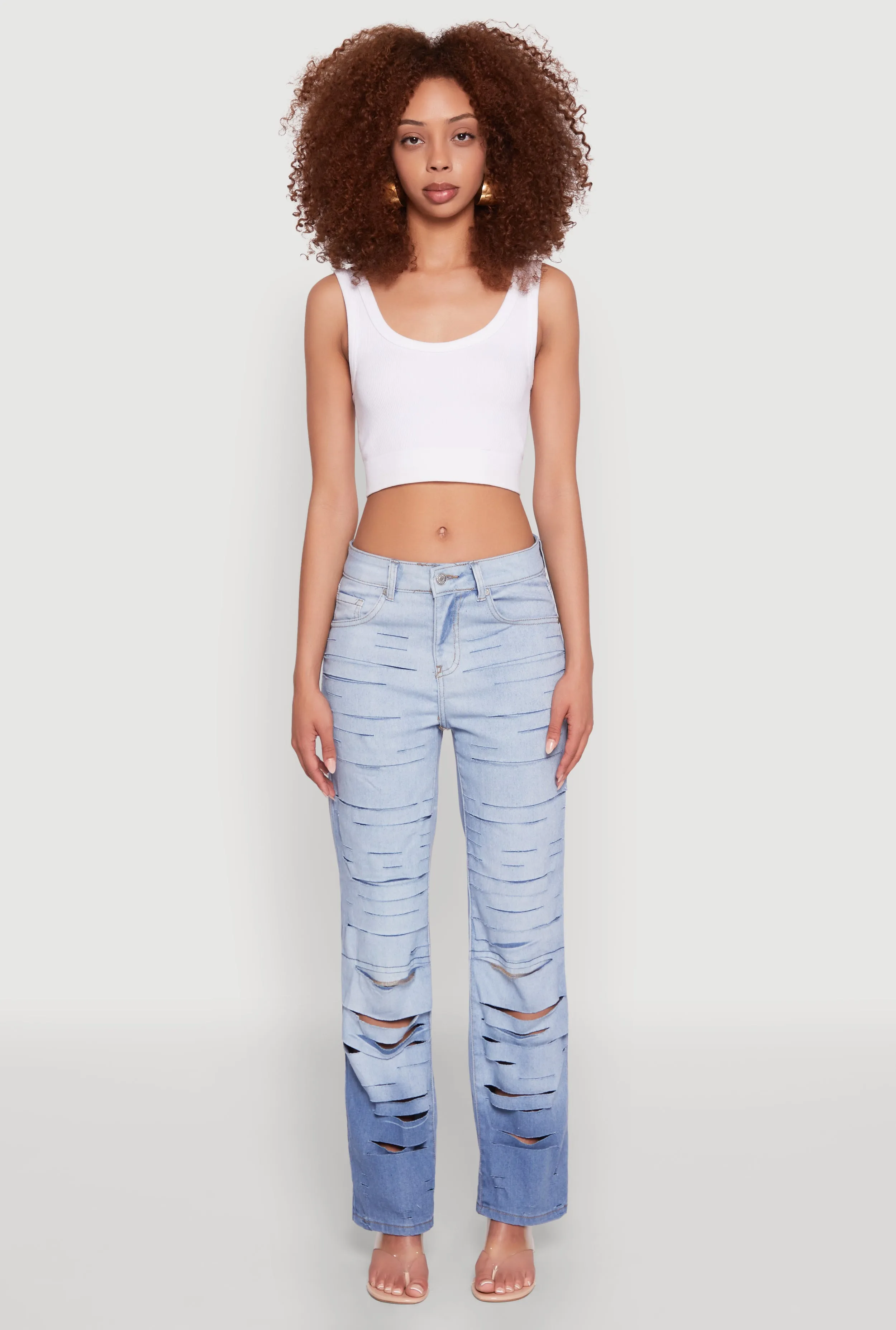 Ombre Slashed Straight Leg Jeans sold by Rainbow product image thumbnail 2