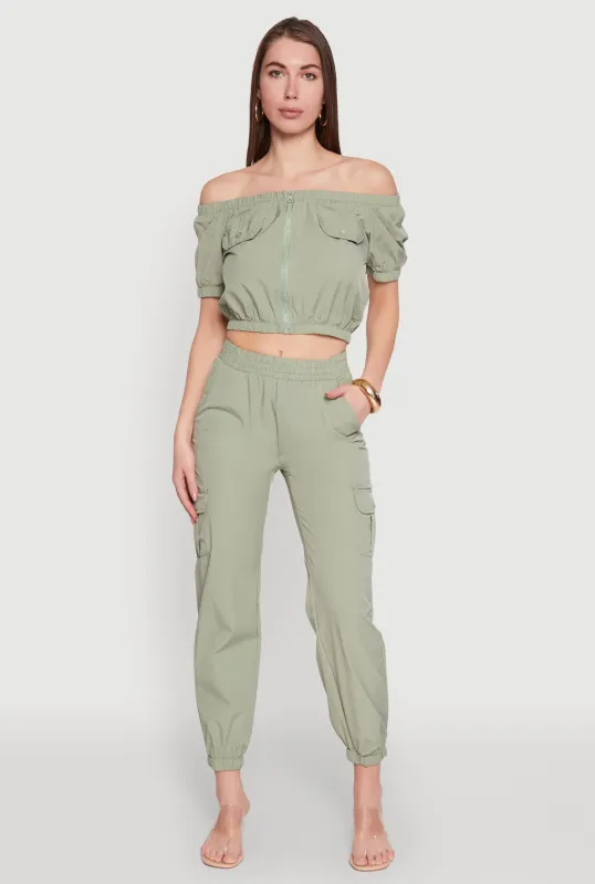Elastic Waist Cargo Joggers sold by Rainbow