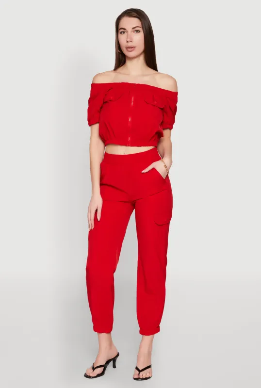 Elastic Waist Cargo Joggers sold by Rainbow
