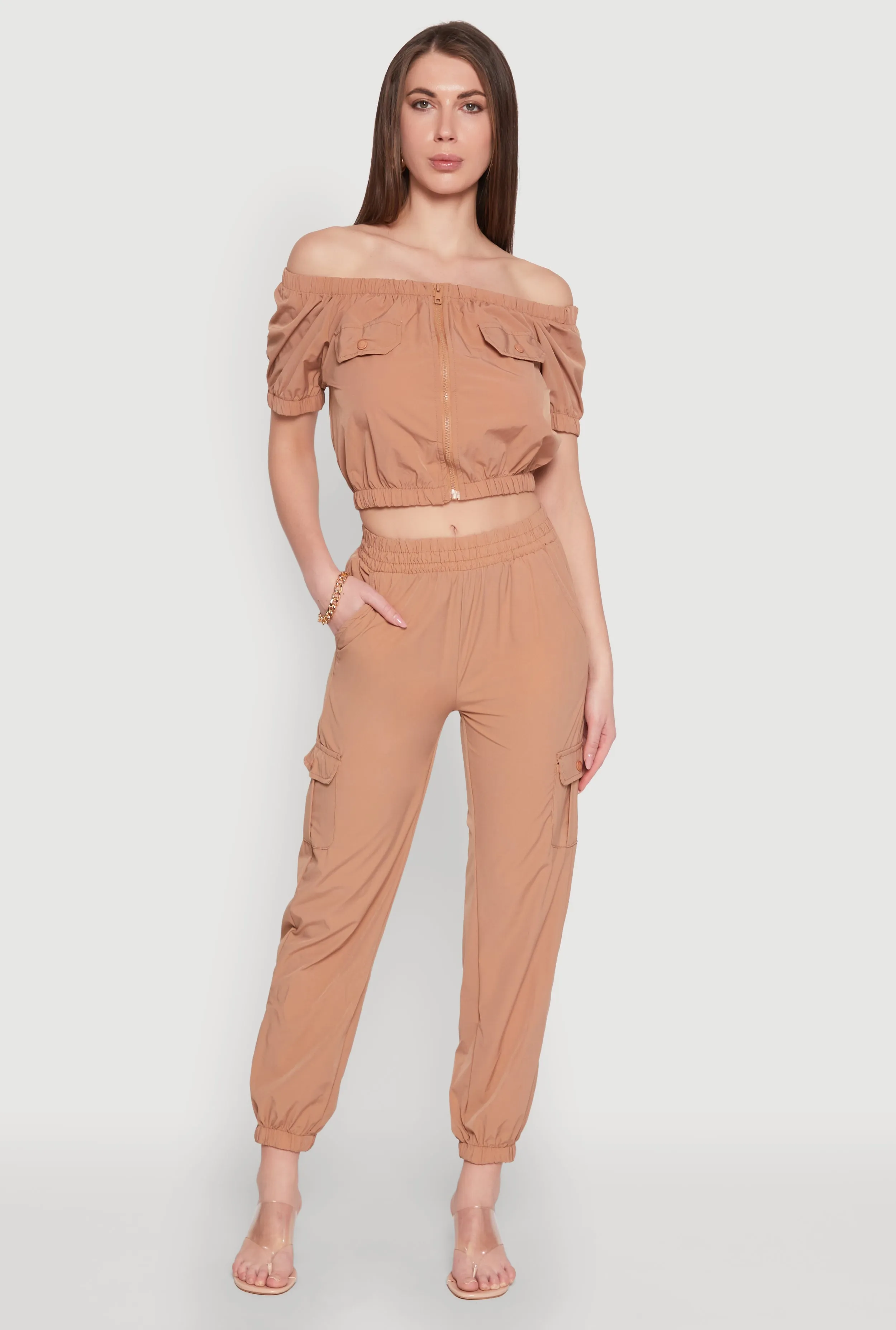 Elastic Waist Cargo Joggers sold by Rainbow