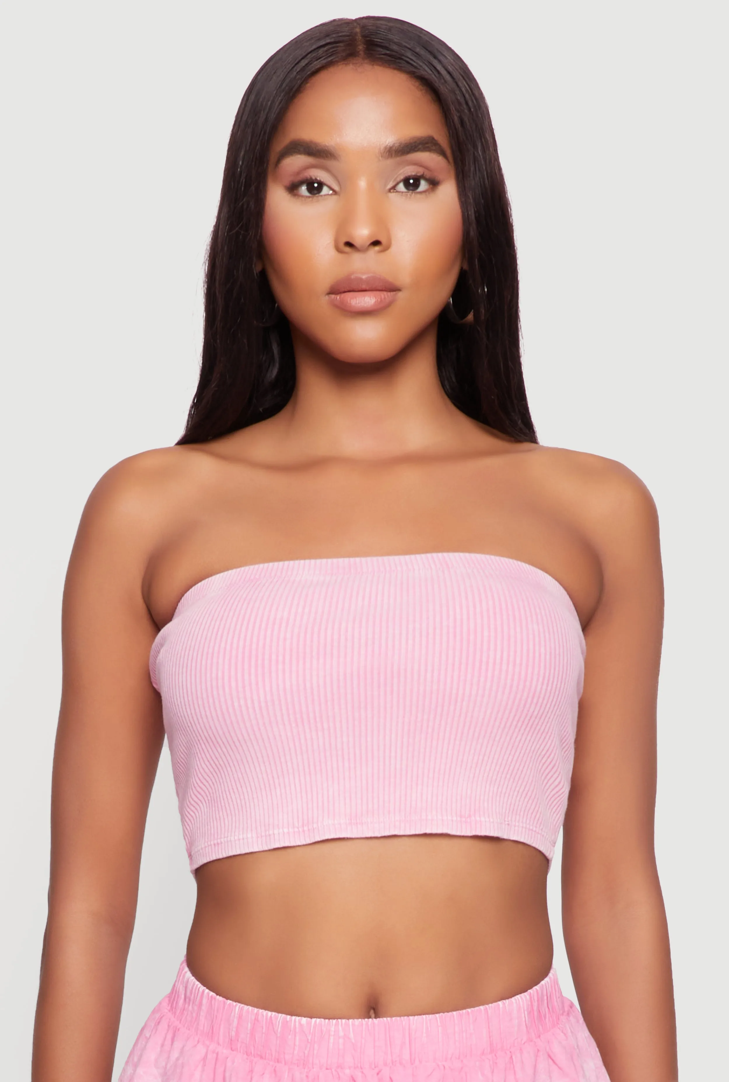Ribbed Knit Mineral Wash Cropped Tube Top sold by Rainbow