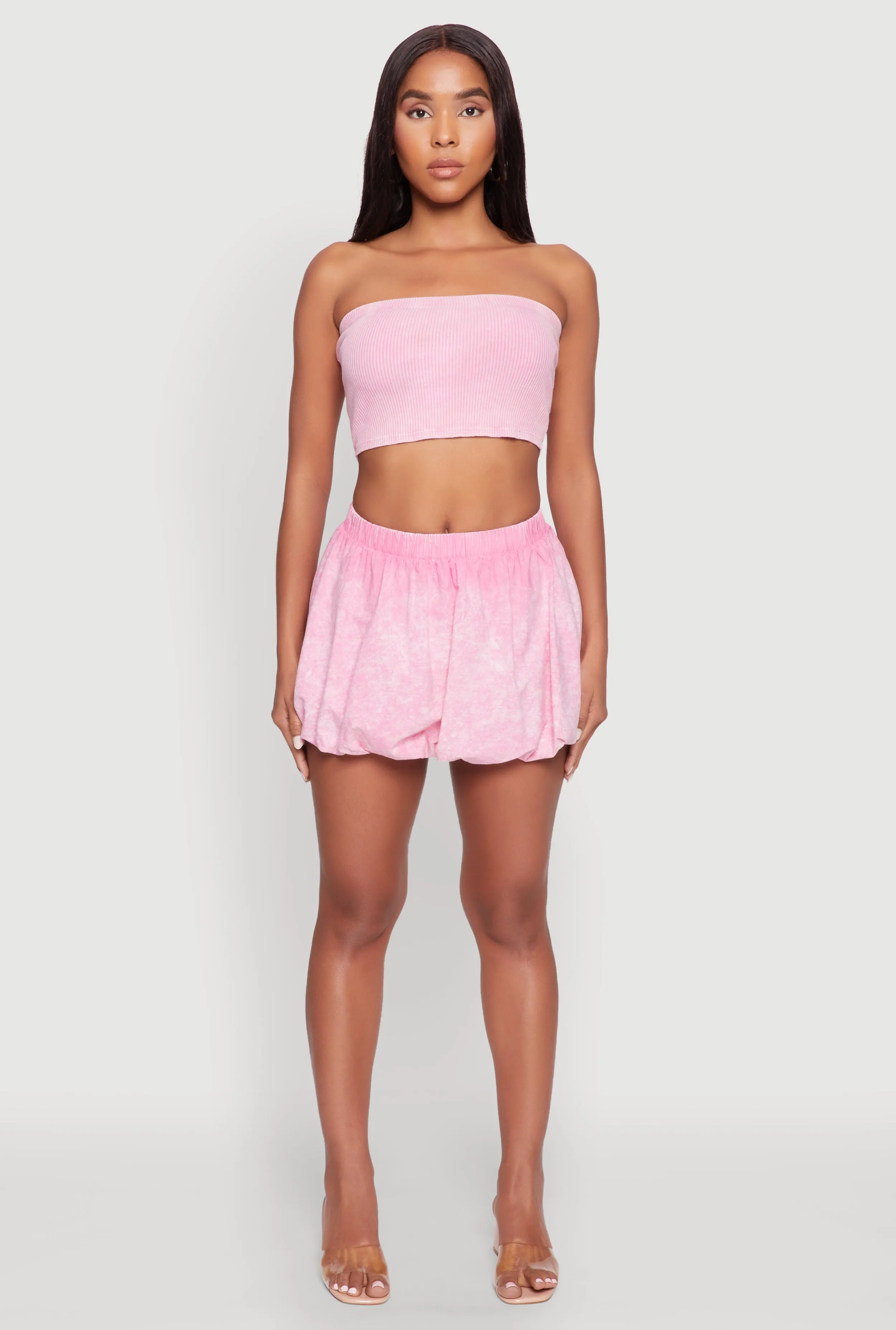 Ribbed Knit Mineral Wash Cropped Tube Top sold by Rainbow product image thumbnail 2