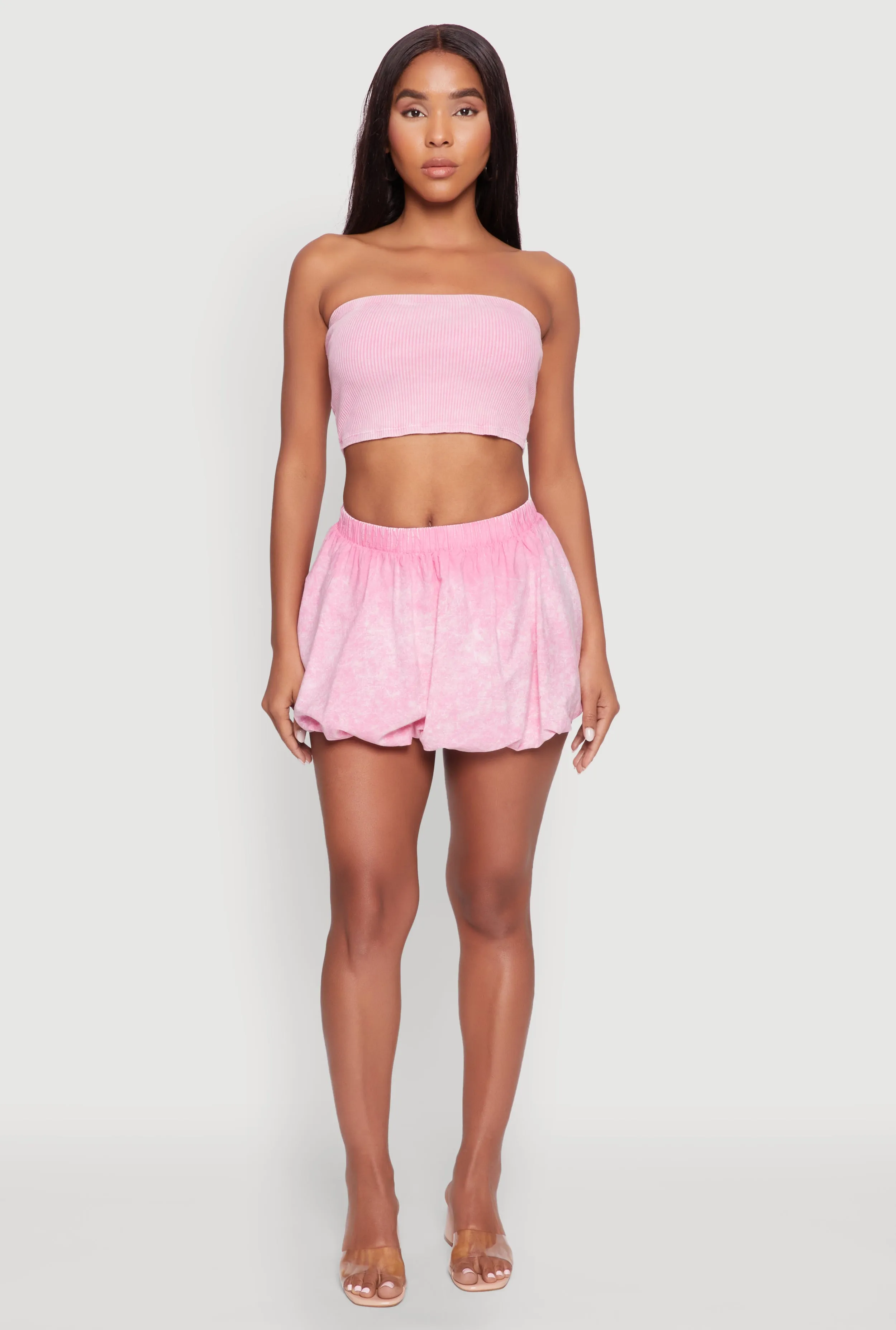 Ribbed Knit Mineral Wash Cropped Tube Top sold by Rainbow product image thumbnail 3